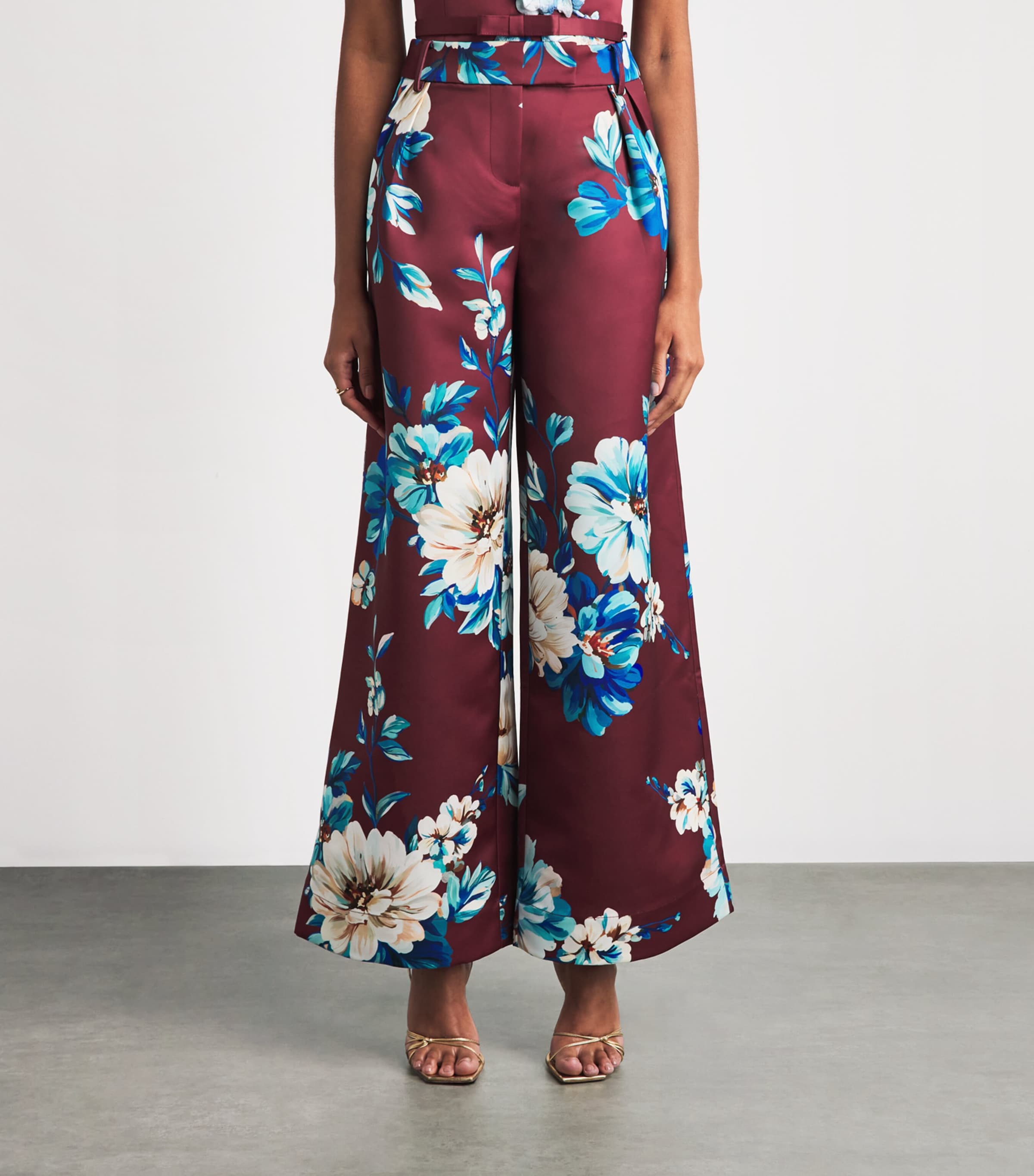 LEO LIN Womens Floral Elisha Wide-Leg Trousers Cosmos Print Image 4