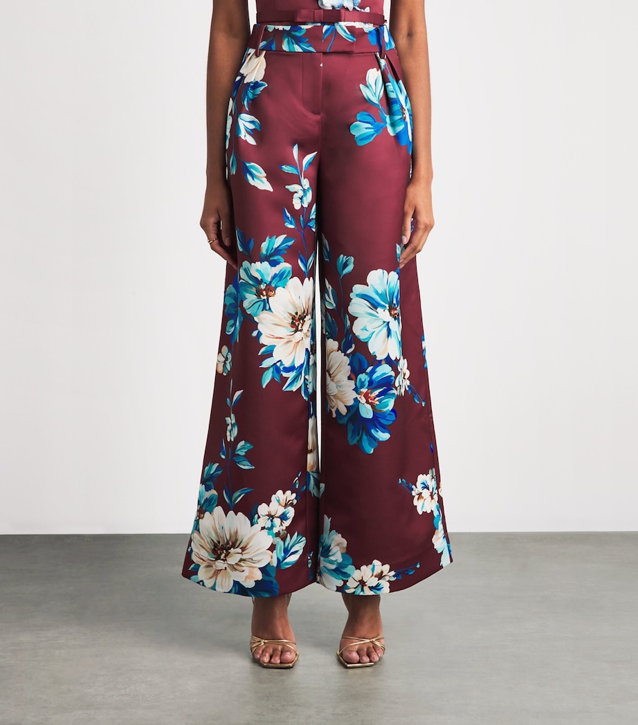 LEO LIN Womens Floral Elisha Wide-Leg Trousers Cosmos Print Image 4