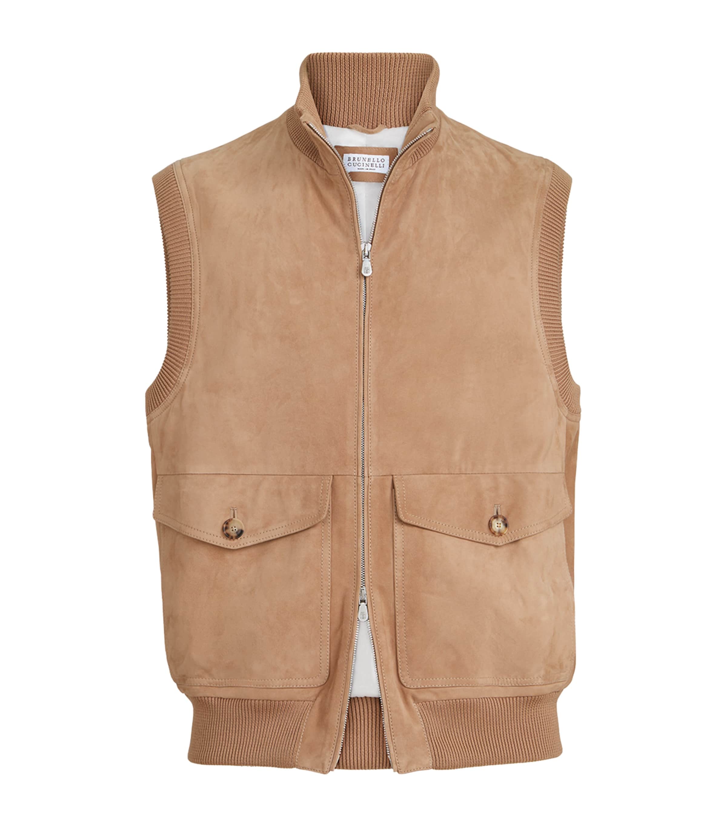 Brunello Cucinelli Mens Suede Padded Gilet Image 1