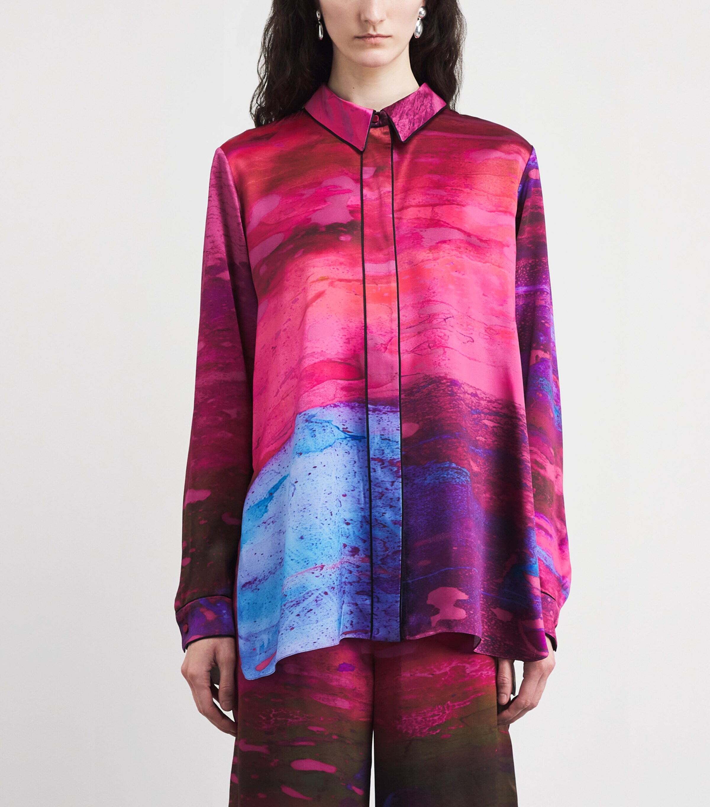 Roksanda Womens Silk Printed Leonara Shirt Brush Cassis/fushcia Image 3