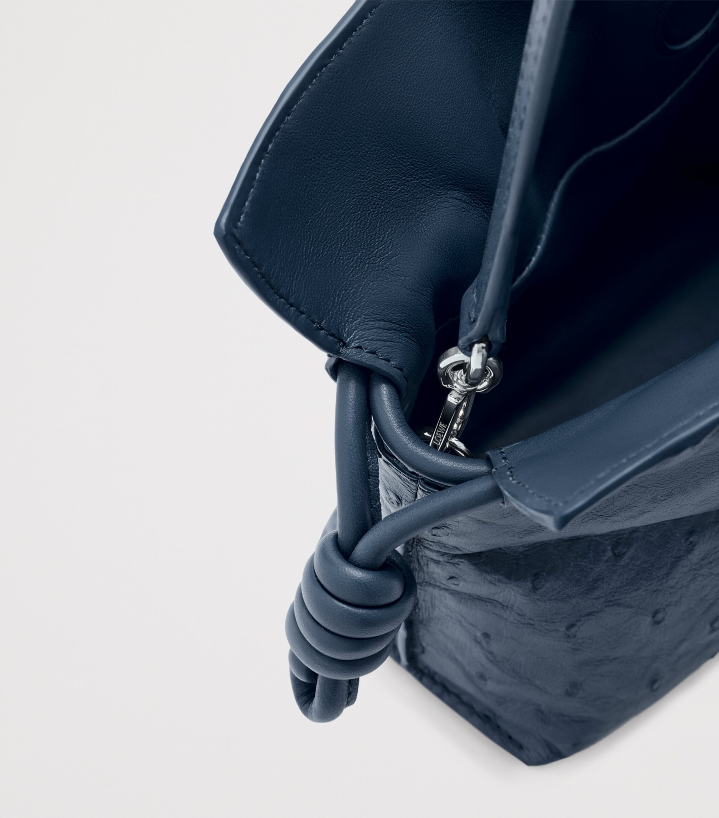 LOEWE Mini Ostrich Leather Flamenco Clutch Bag Deep Navy Image 7