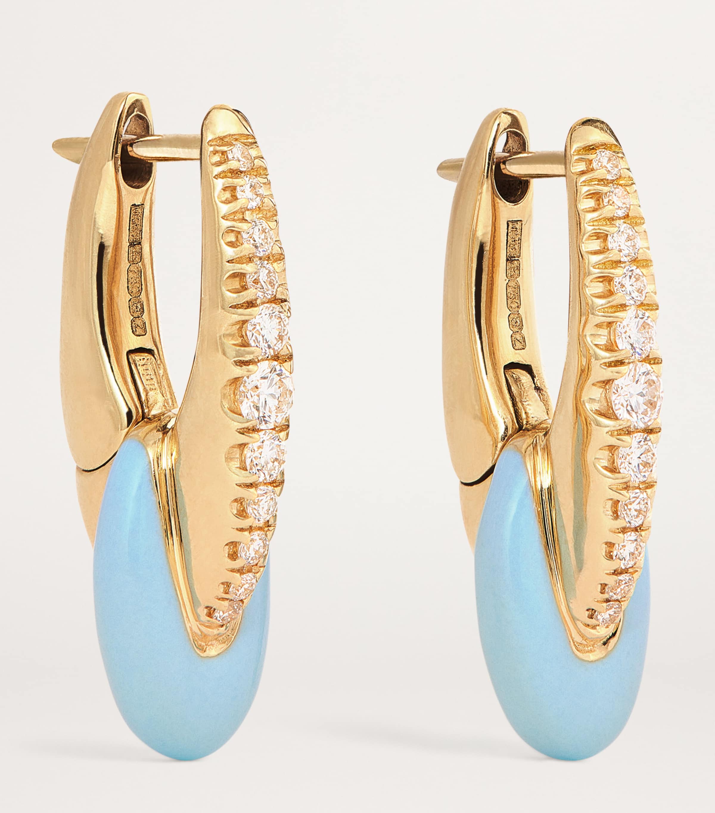 Melissa Kaye Yellow Gold, Diamond and Enamel Ada Huggie Hoop Earrings | Wedding | For the Bride | Jewellery | Fine Jewellery | Fine Earrings | Hoop Earrings | Designers | Melissa Kaye