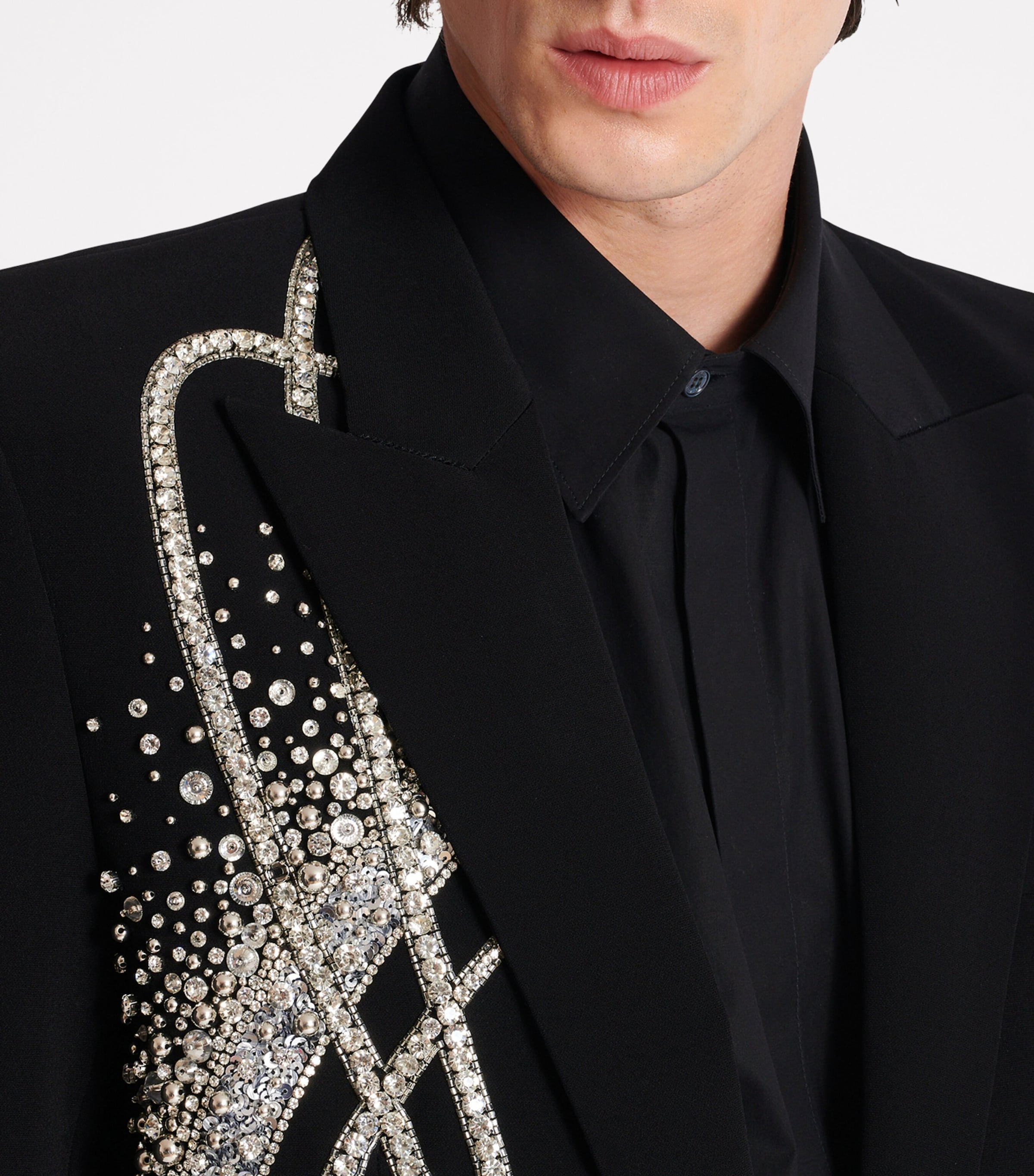 Embroidered Single-Breasted Blazer EAW NOIR/CRISTAL Image 2