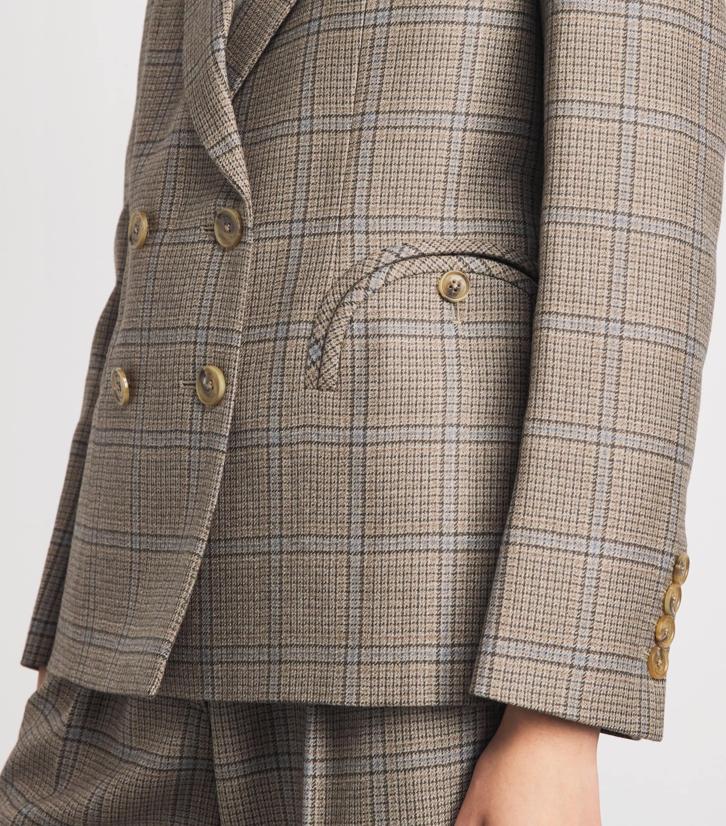 Blazé Milano Womens Virgin Wool Charmer Double-Breasted Blazer Beige Image 3