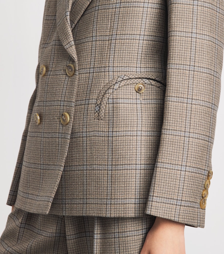 Blazé Milano Womens Virgin Wool Charmer Double-Breasted Blazer Beige Image 3