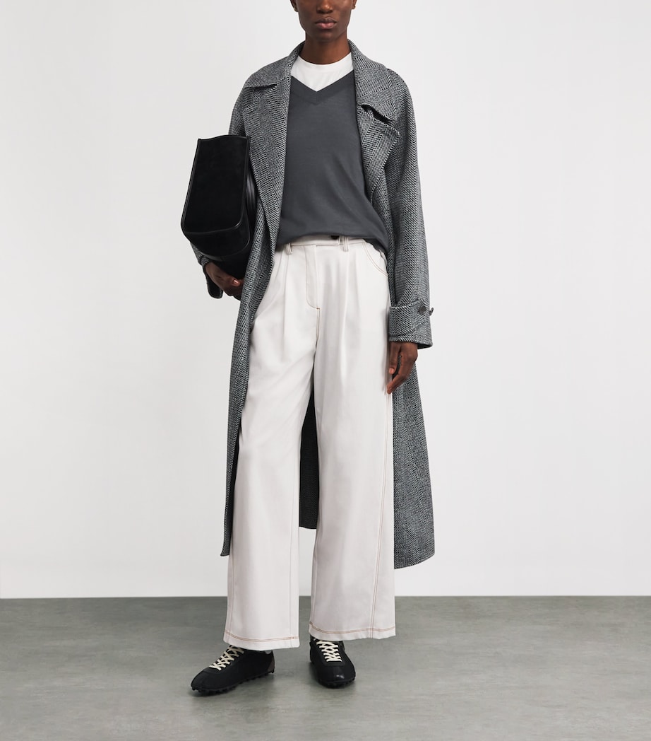 Wide-Leg Cropped Trousers 004 WHITE Image 2