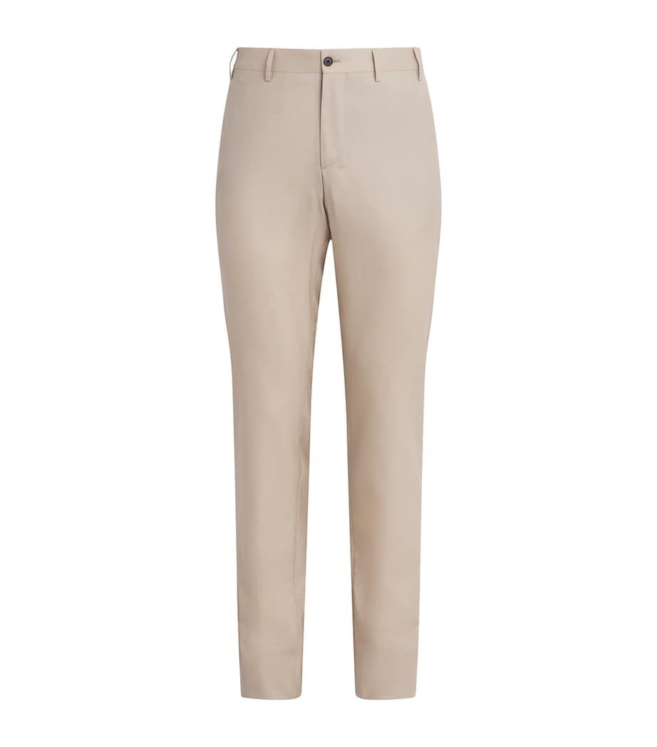 Corneliani Mens Virgin Wool-Silk Trousers Natural / Beige Image 1