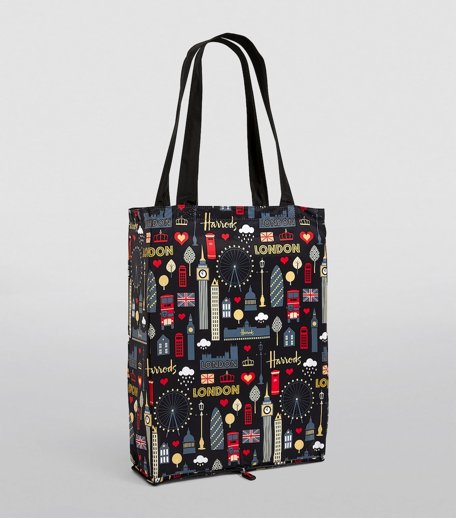 Harrods Glitter London Pocket Shopper Bag Black Image 2