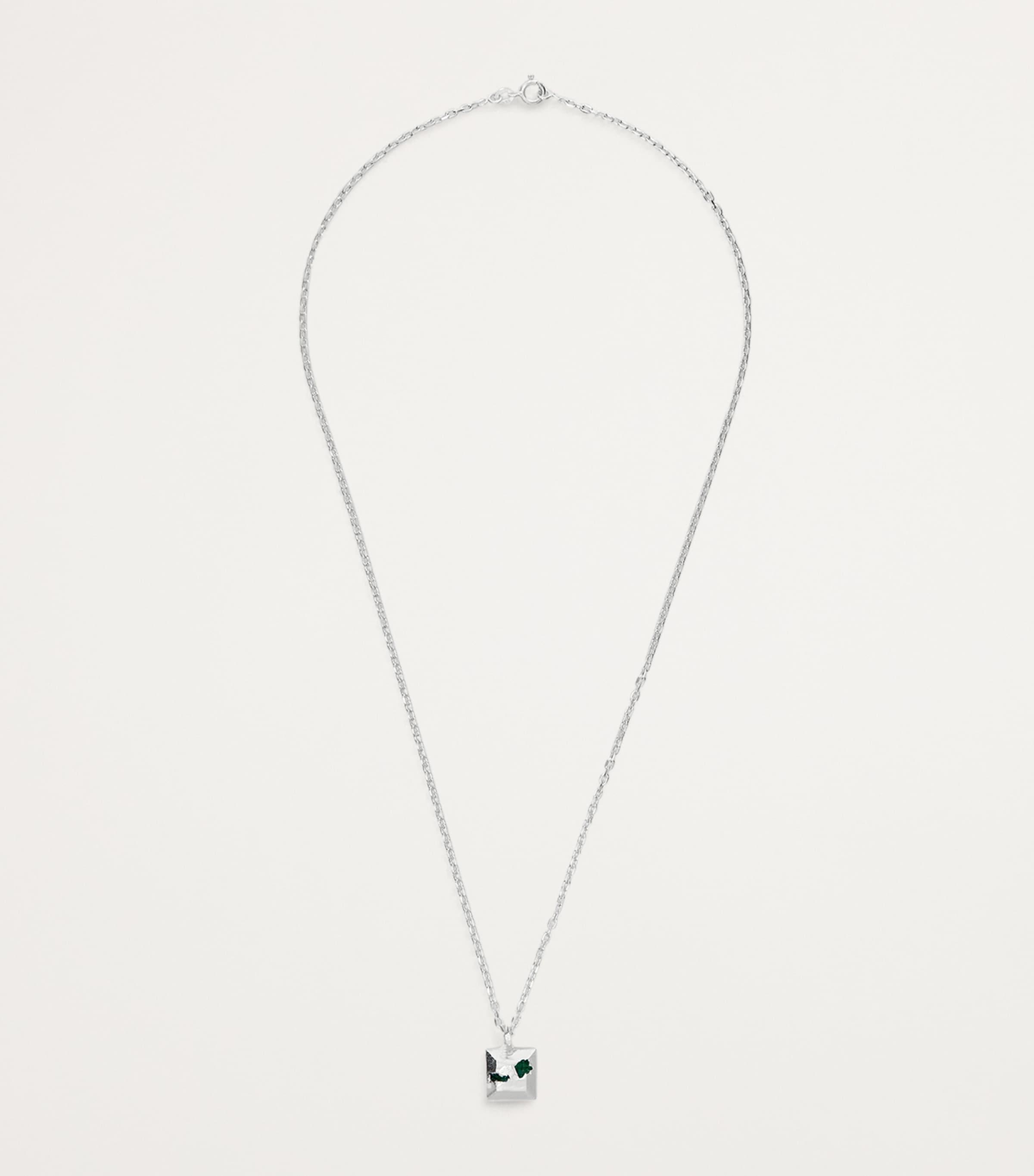 Sterling Silver and Emerald Necklace GREEN Image 3