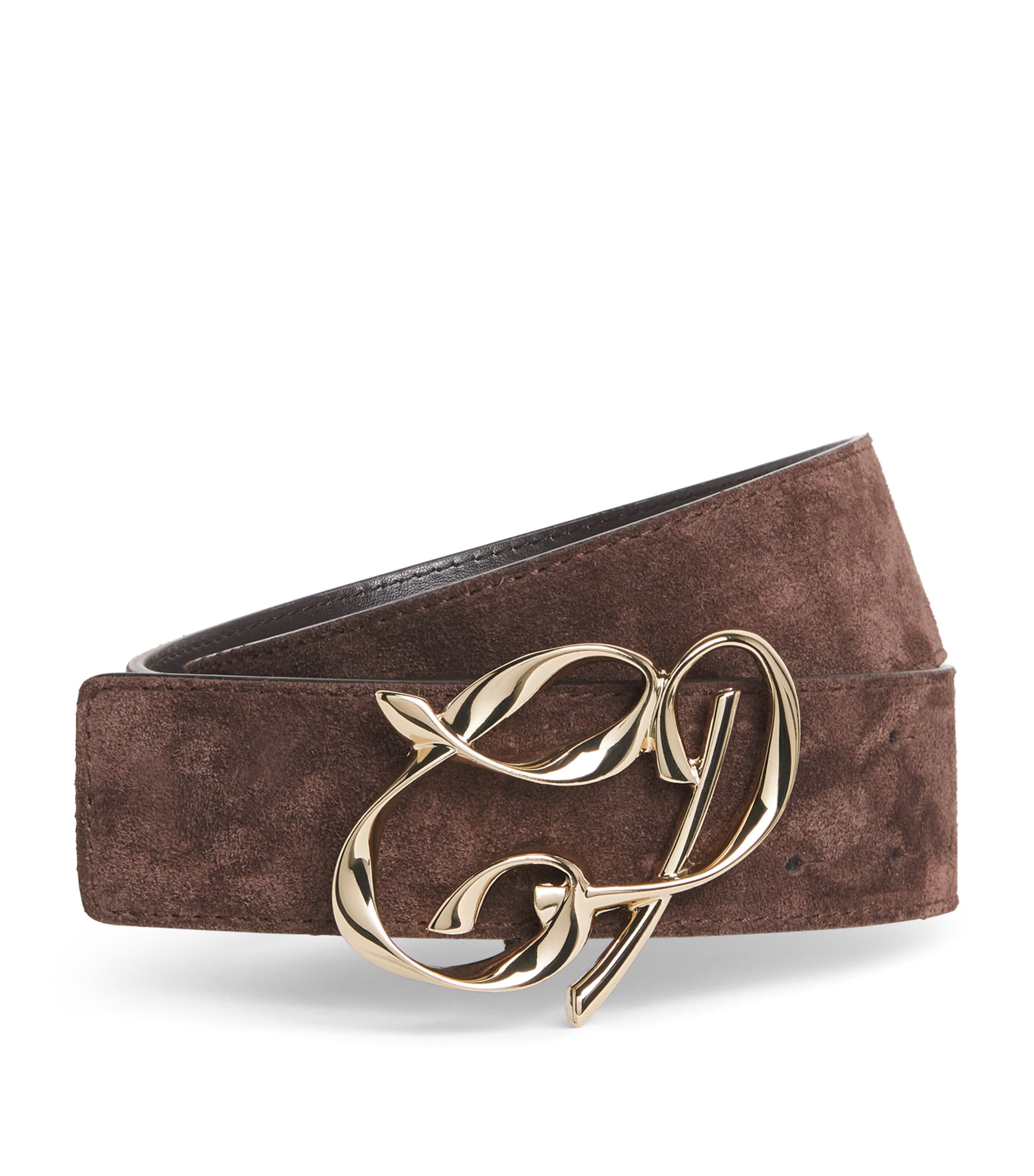 Claudie Pierlot Suede Logo Belt In Brown