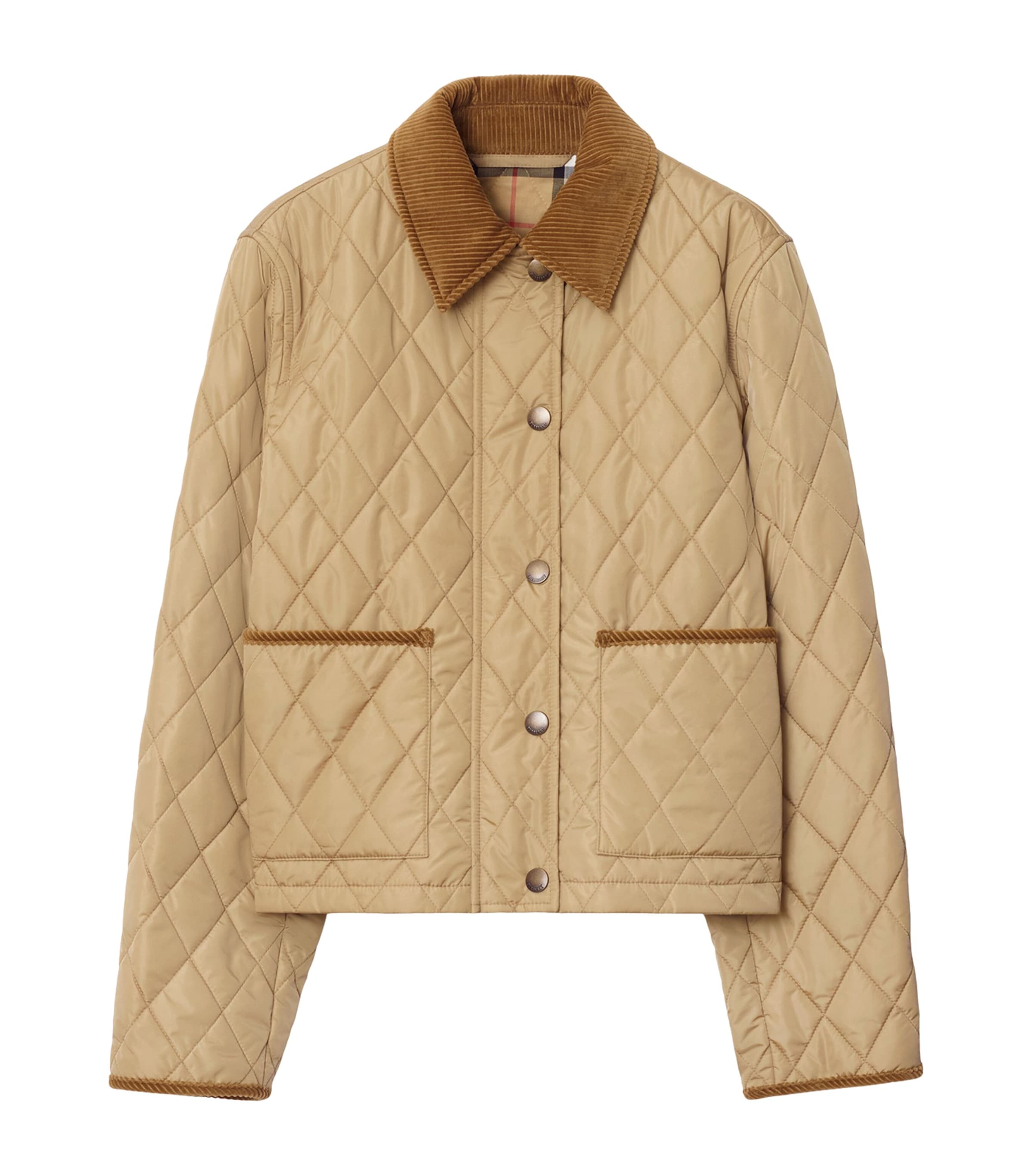 Burberry Cotton-corduroy-trimmed Quilted Shell Jacket In Brown