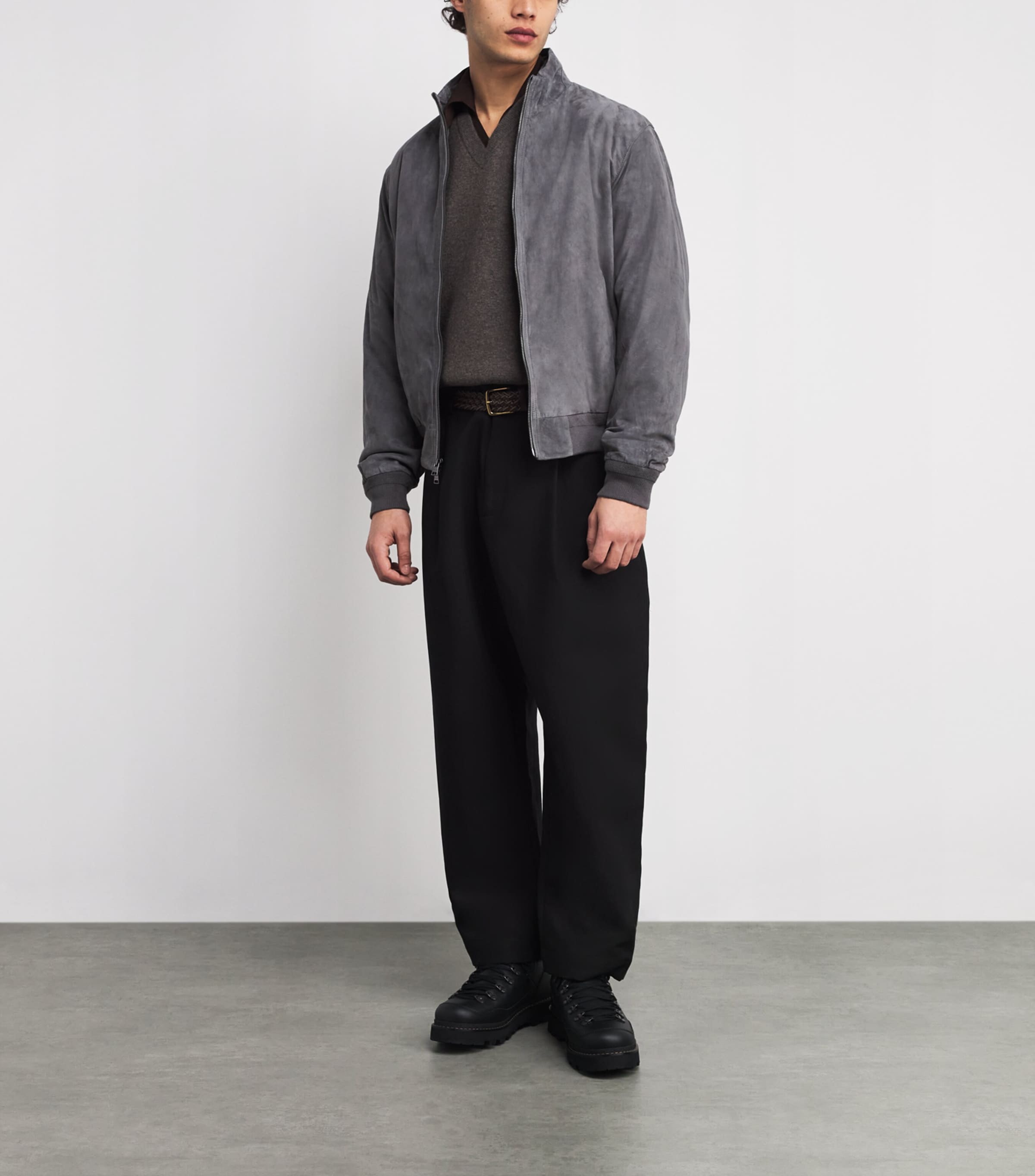 Suede Bomber Jacket LOFT GREY Image 2