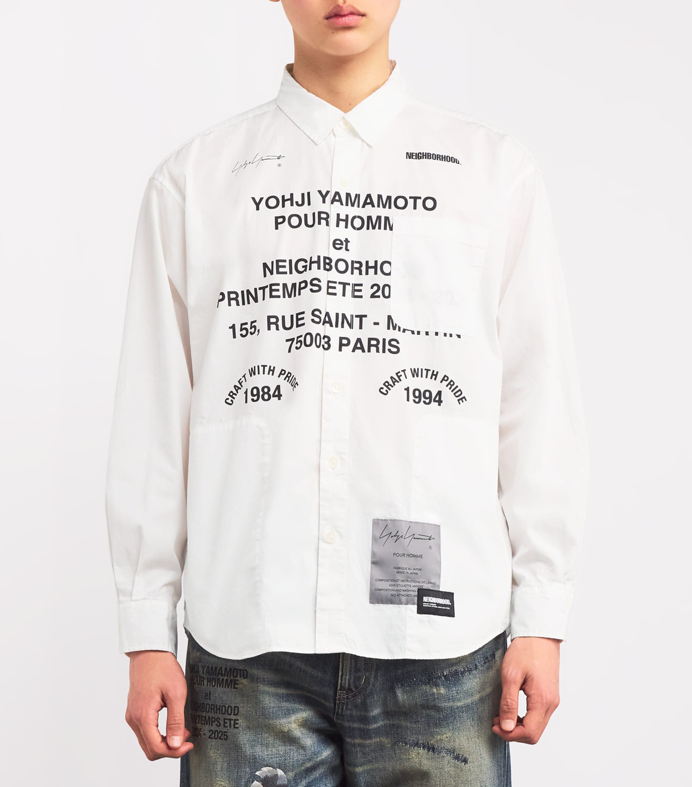 Yohji Yamamoto Mens x Neighborhood Printed Shirt White Image 3
