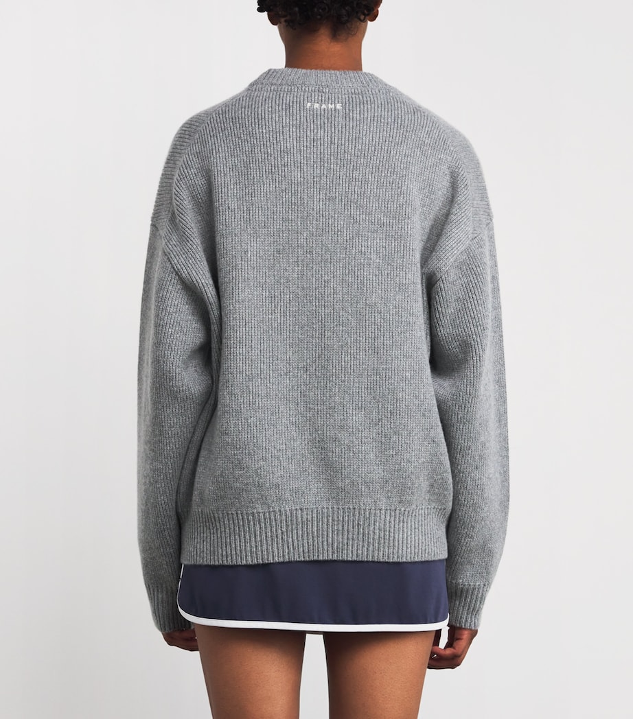FRAME Womens x Sotheby's Cashmere Sweater Grey Melange Image 4