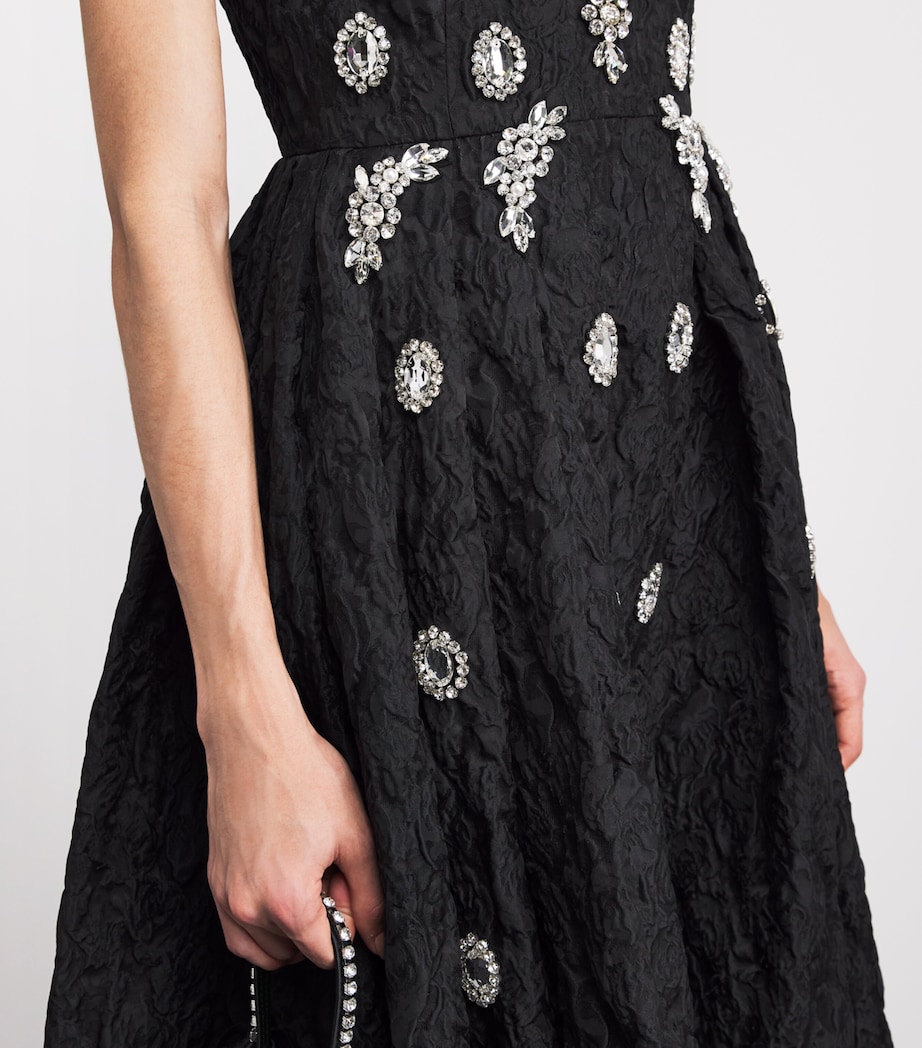 Erdem Womens Embroidered Cloque Maxi Dress Black Image 3