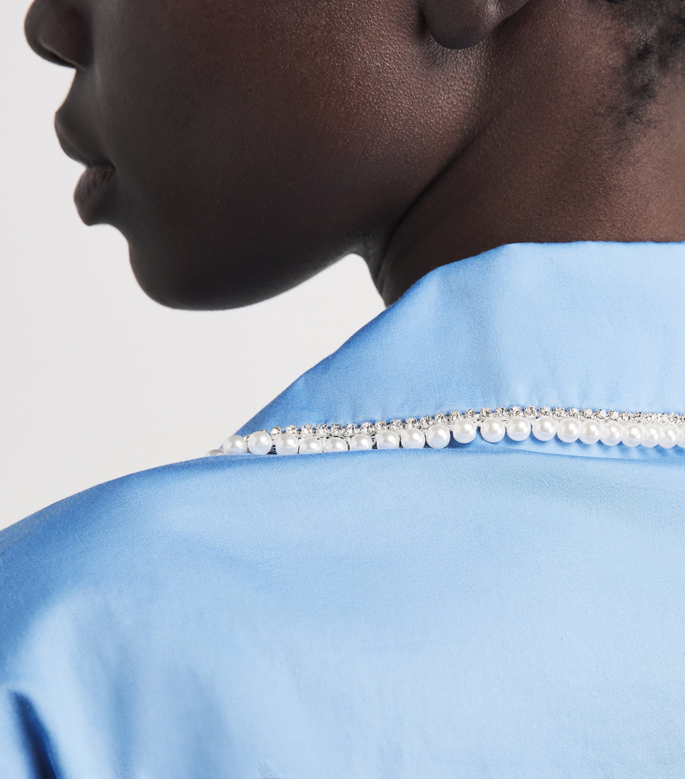 Sandro Paris Womens Cotton Embellished Shirt Blue Image 3