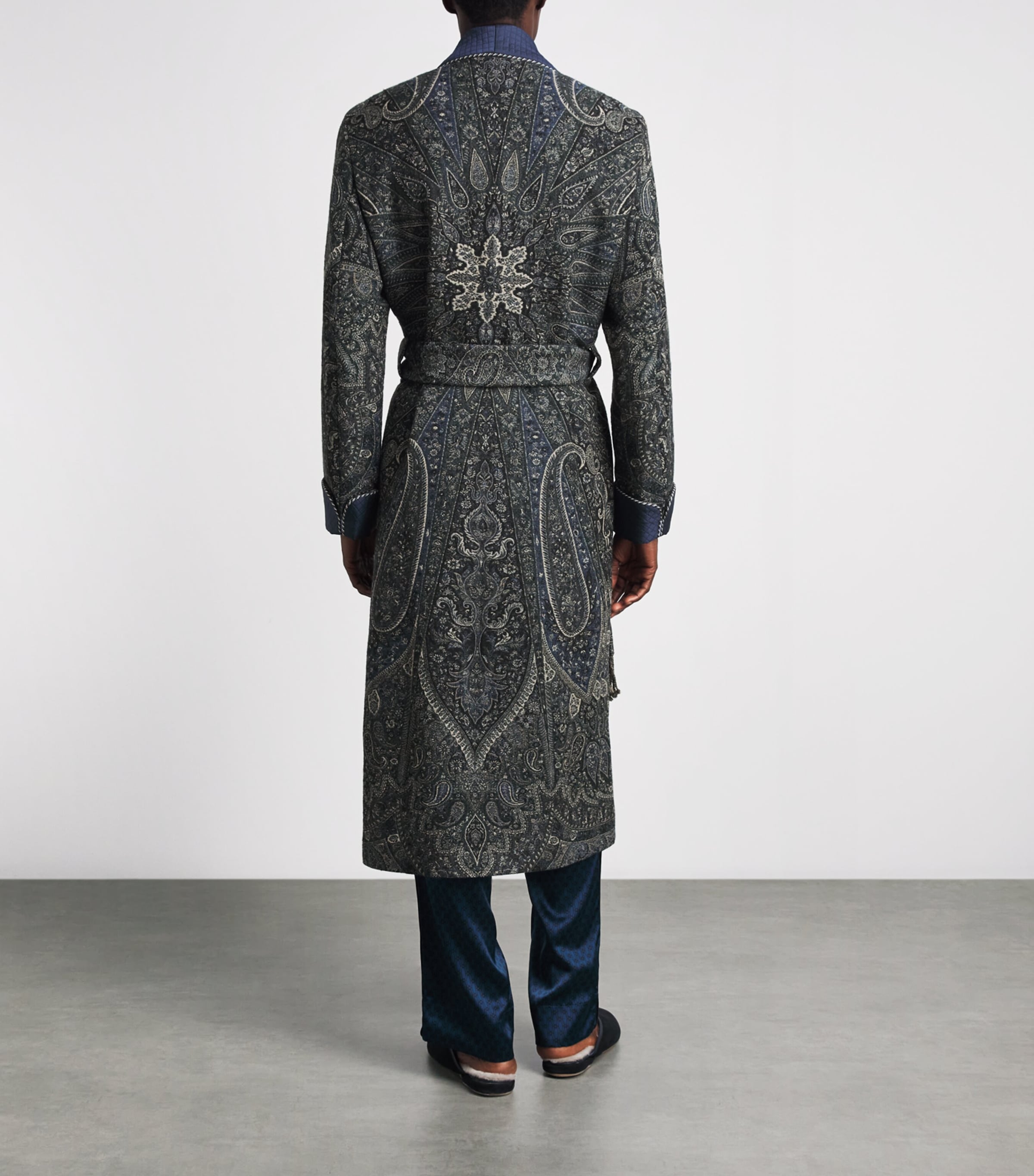 Daniel Hanson Mens Wool Paisley Robe Blue Image 4
