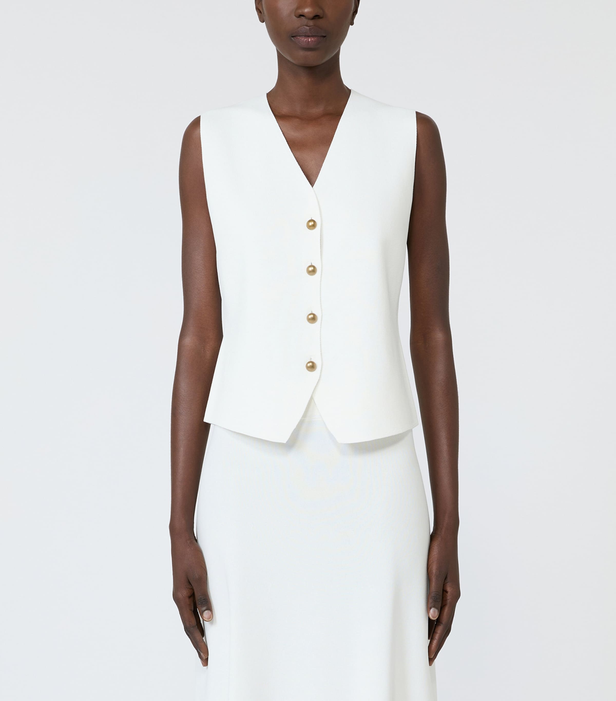 Max Mara Womens Crêpe Knitted Waistcoat White Image 3