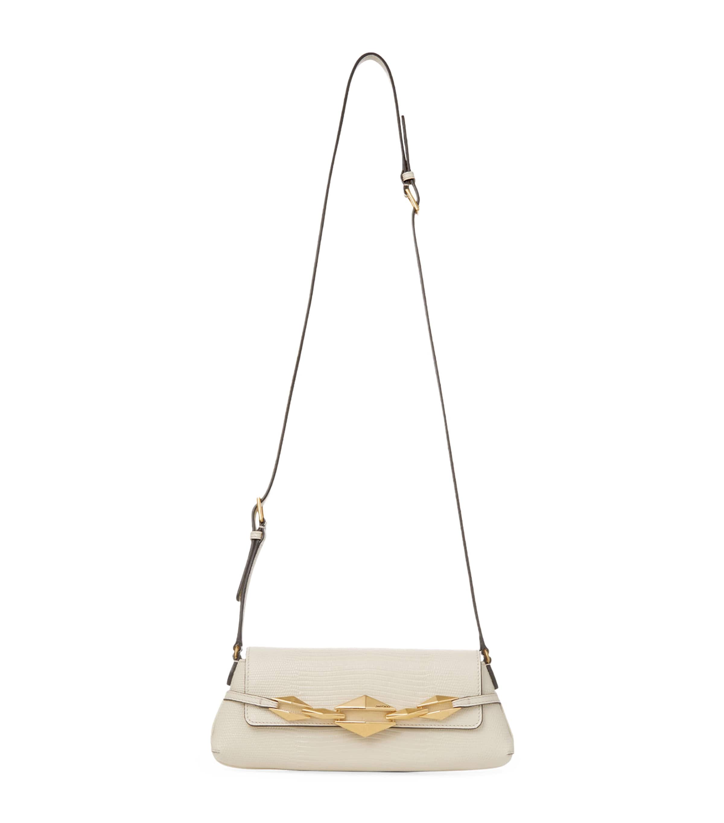 Jimmy Choo Mini Leather Diamond Cross-body Bag In Gold