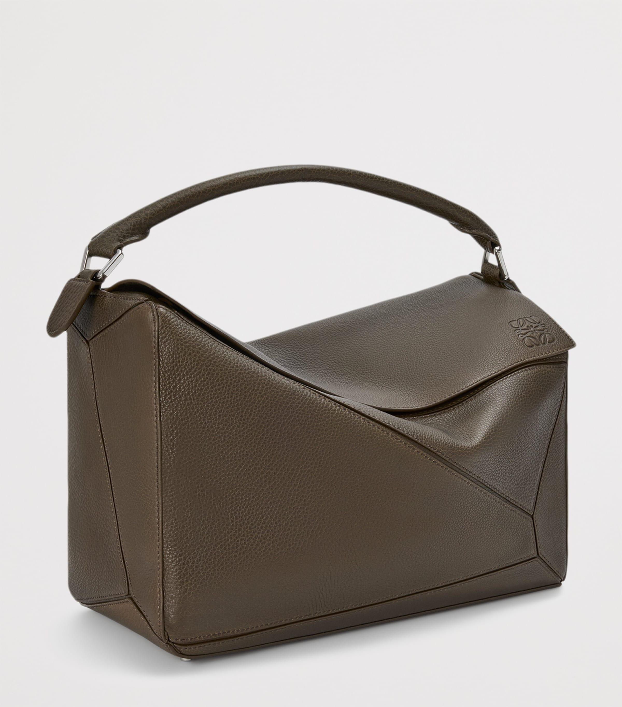 Large Leather Puzzle Edge Top-Handle Bag TUNDRA Image 2