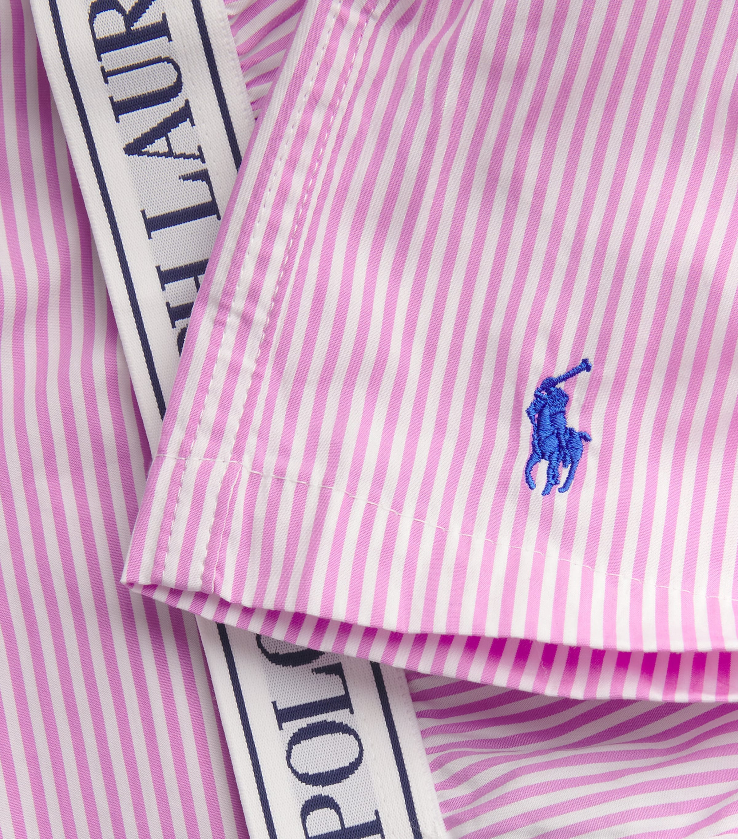 Polo Ralph Lauren Womens Cotton Stripe Logo Pyjama Shorts Wht Cld X Vilet Mead Image 6