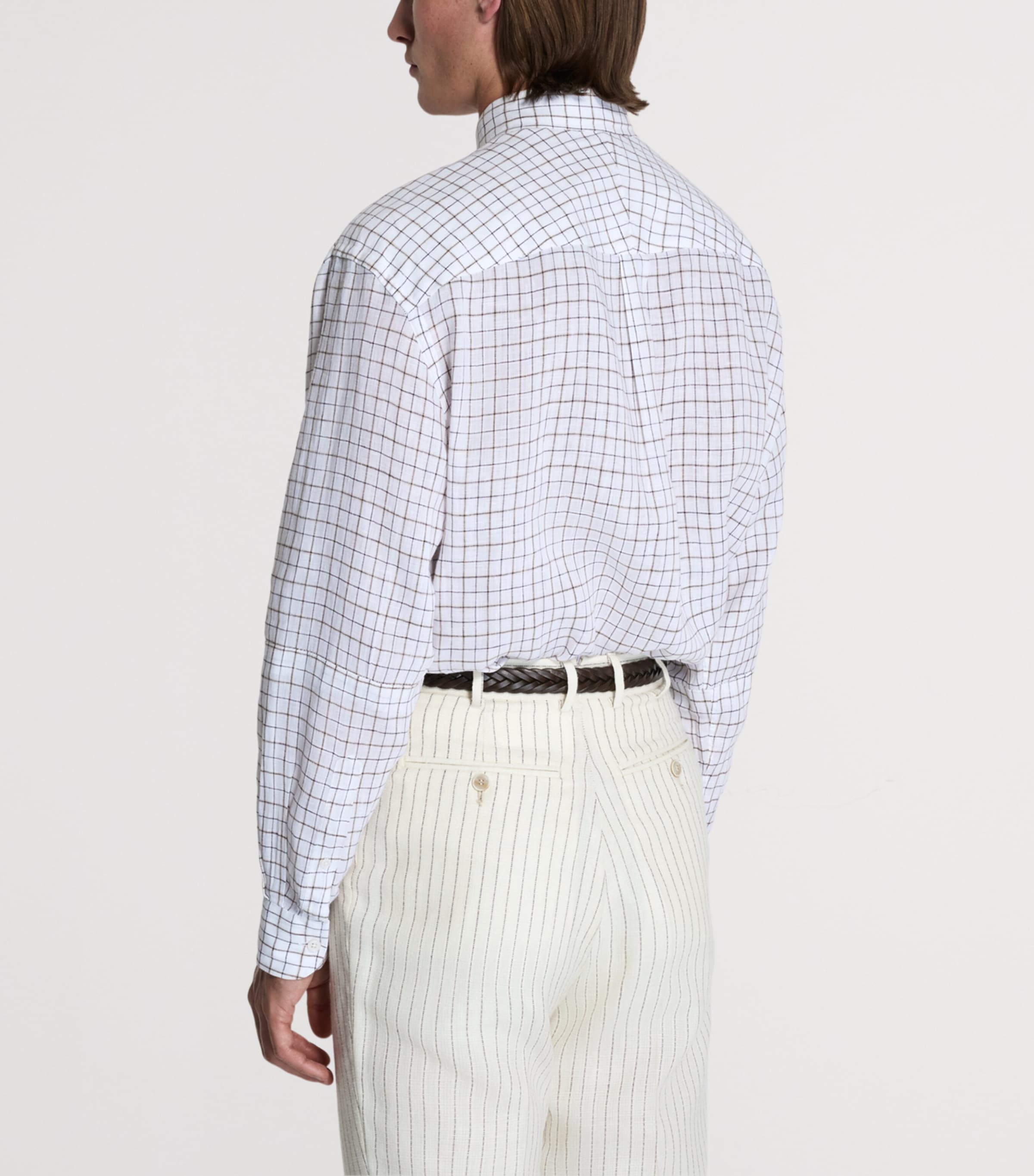 Dunhill Mens Linen Tattersall Check Shirt Image 4
