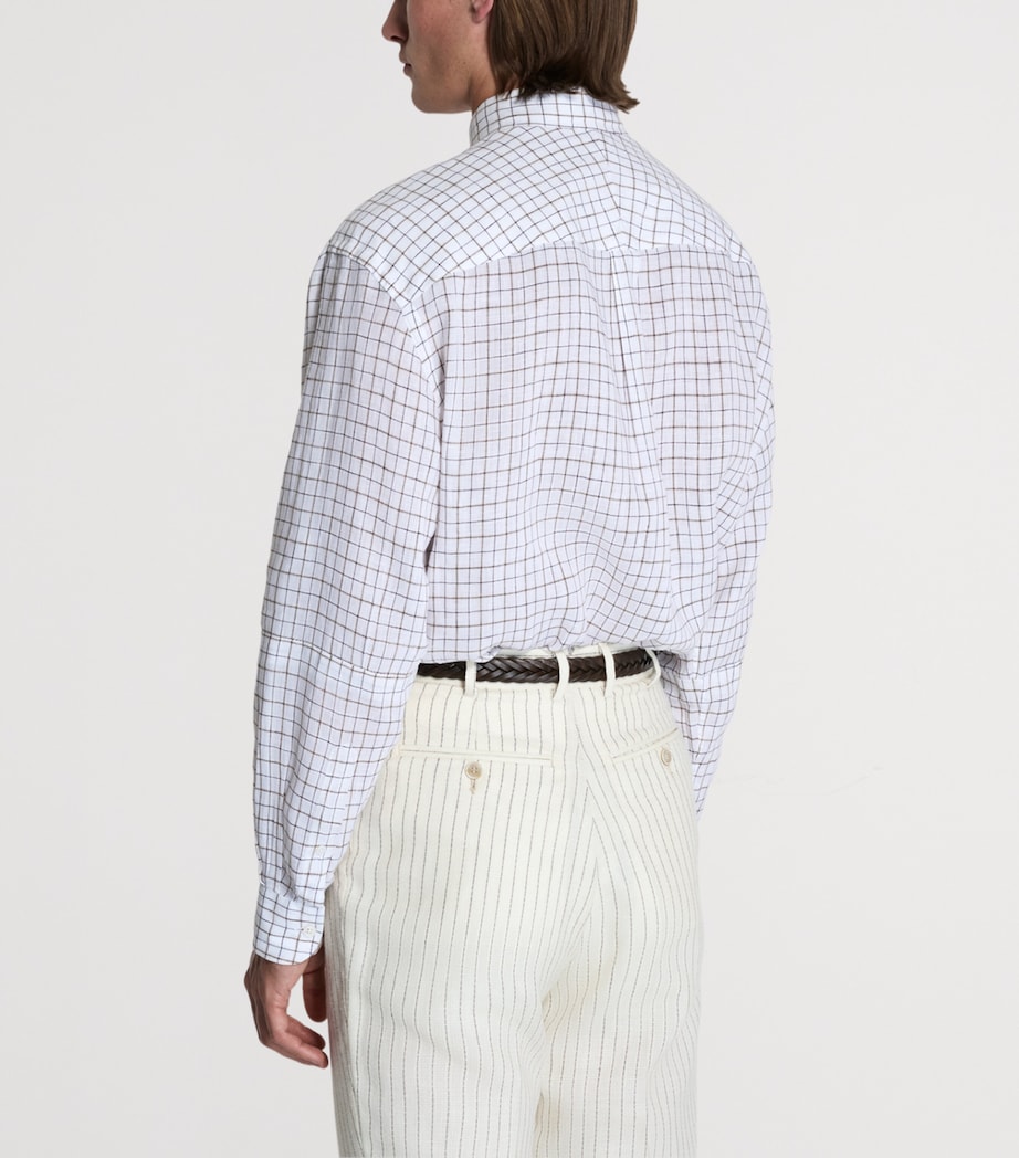 Dunhill Mens Linen Tattersall Check Shirt Image 4