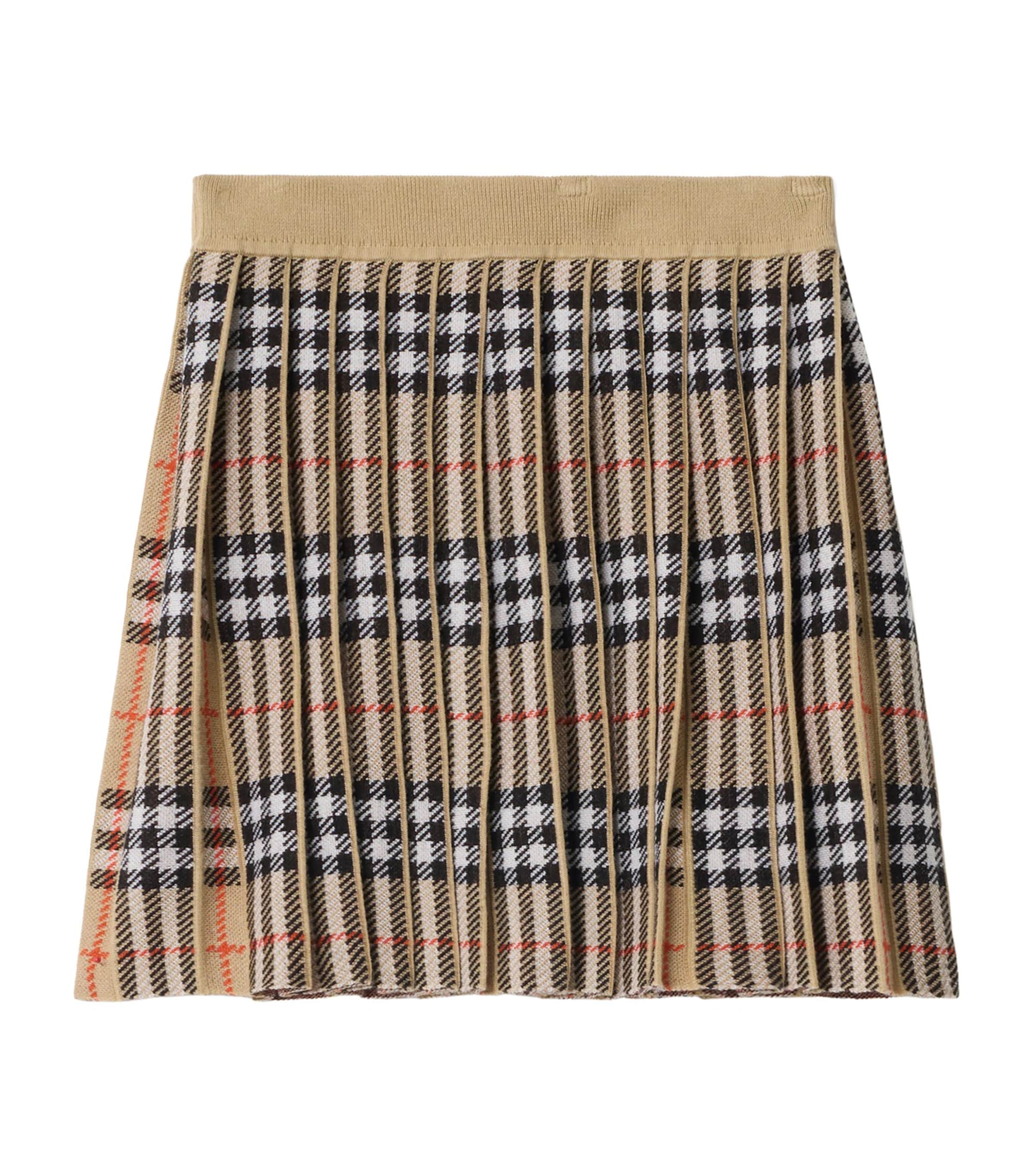 Wool-Blend Check Pleated Skirt (3-12 Years) SAND IP CHECK Image 1