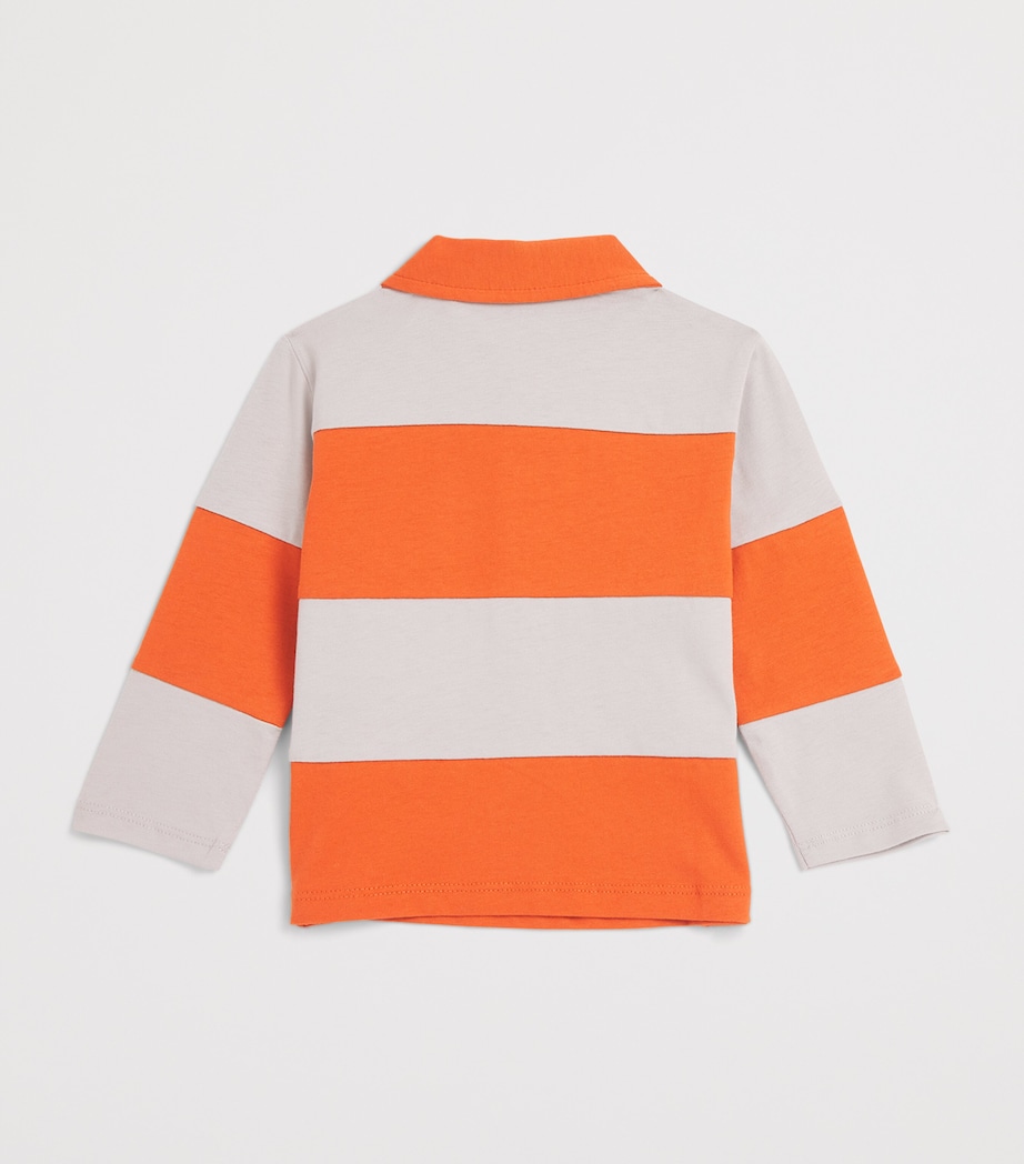 Cotton Long-Sleeve Logo Polo Shirt (6-36 Months) M3017 ORANGE/ U8140 Image 2