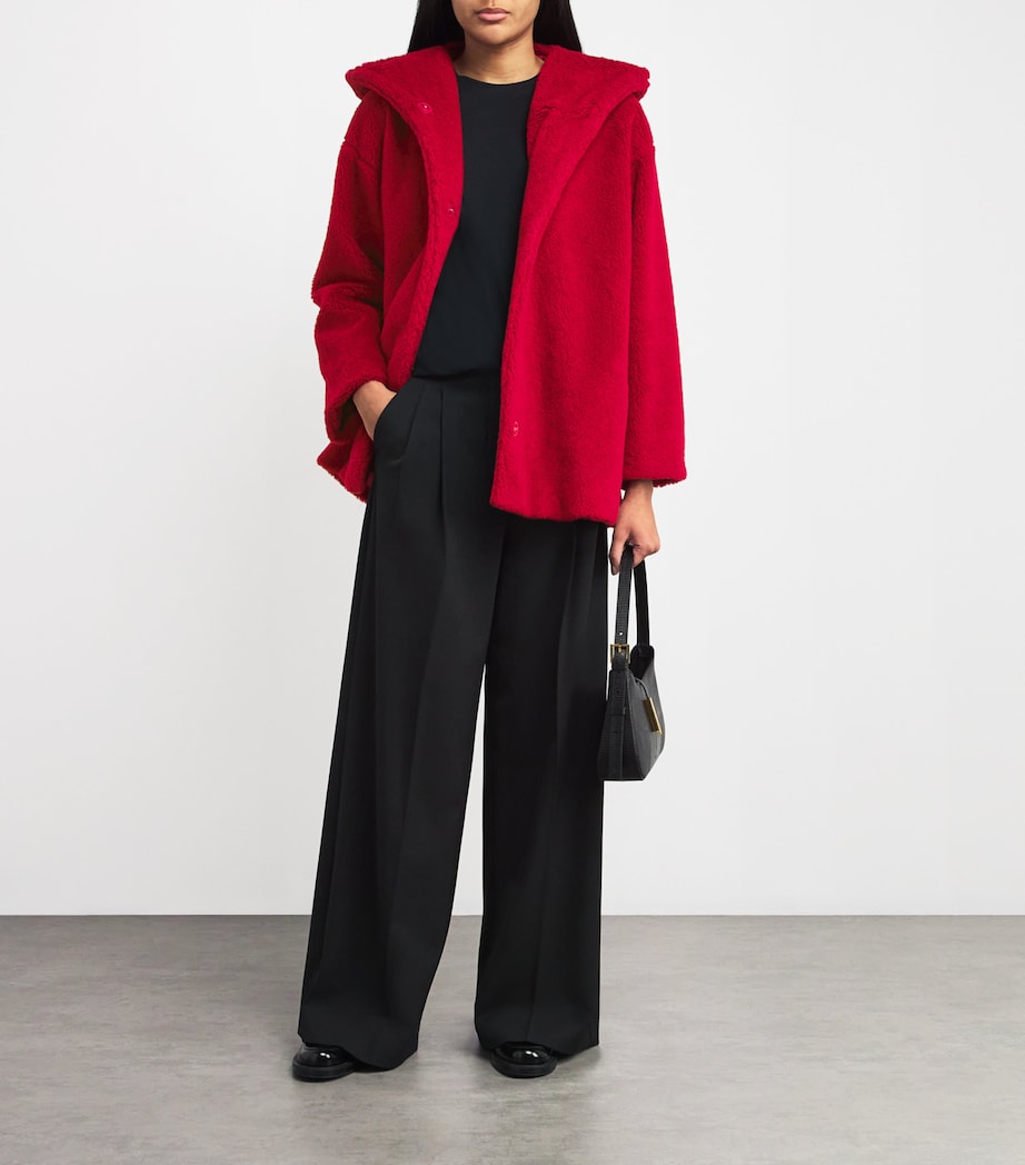 Wool Fluffy Robe Coat RED Image 2