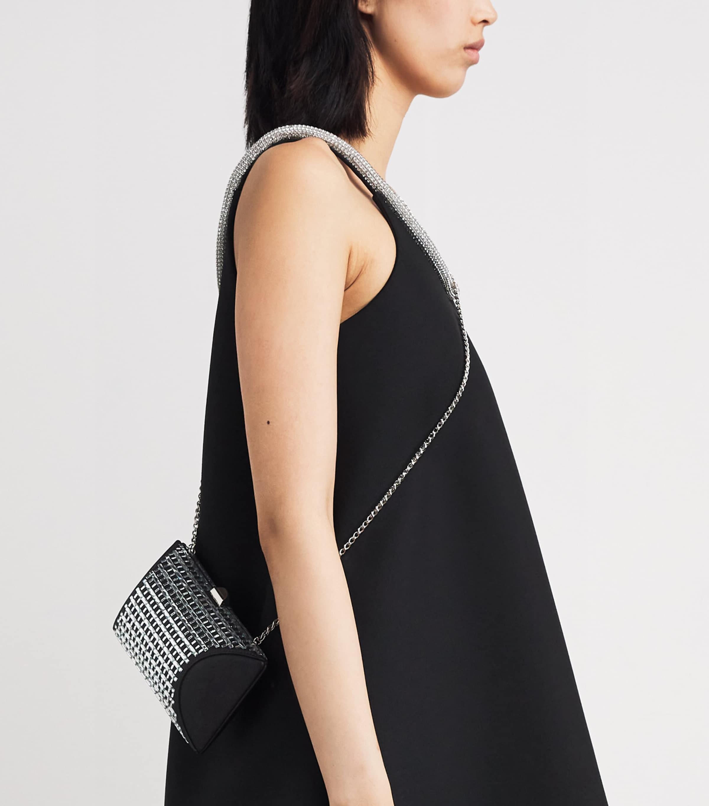 Satin Embellished Tube Plus Clutch Bag 0099 BLACK Image 5