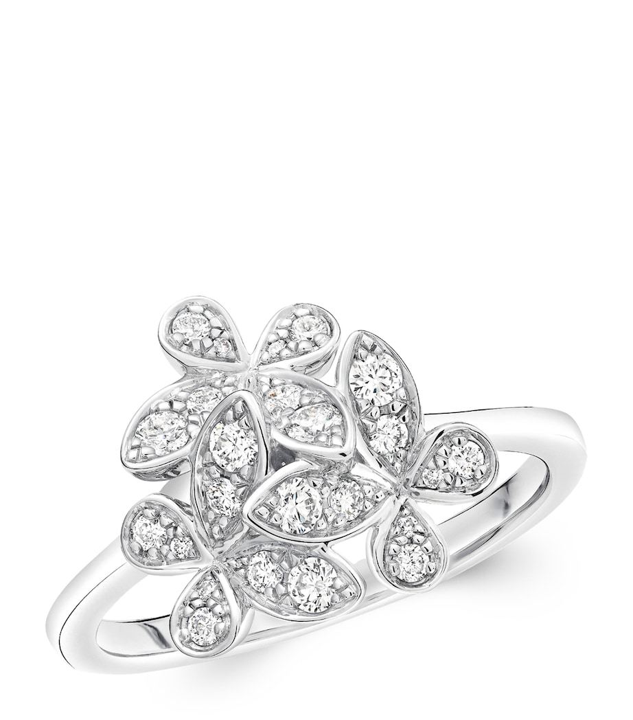 Mini White Gold and Diamond Triple Butterfly Ring WHITE GOLD Image 1