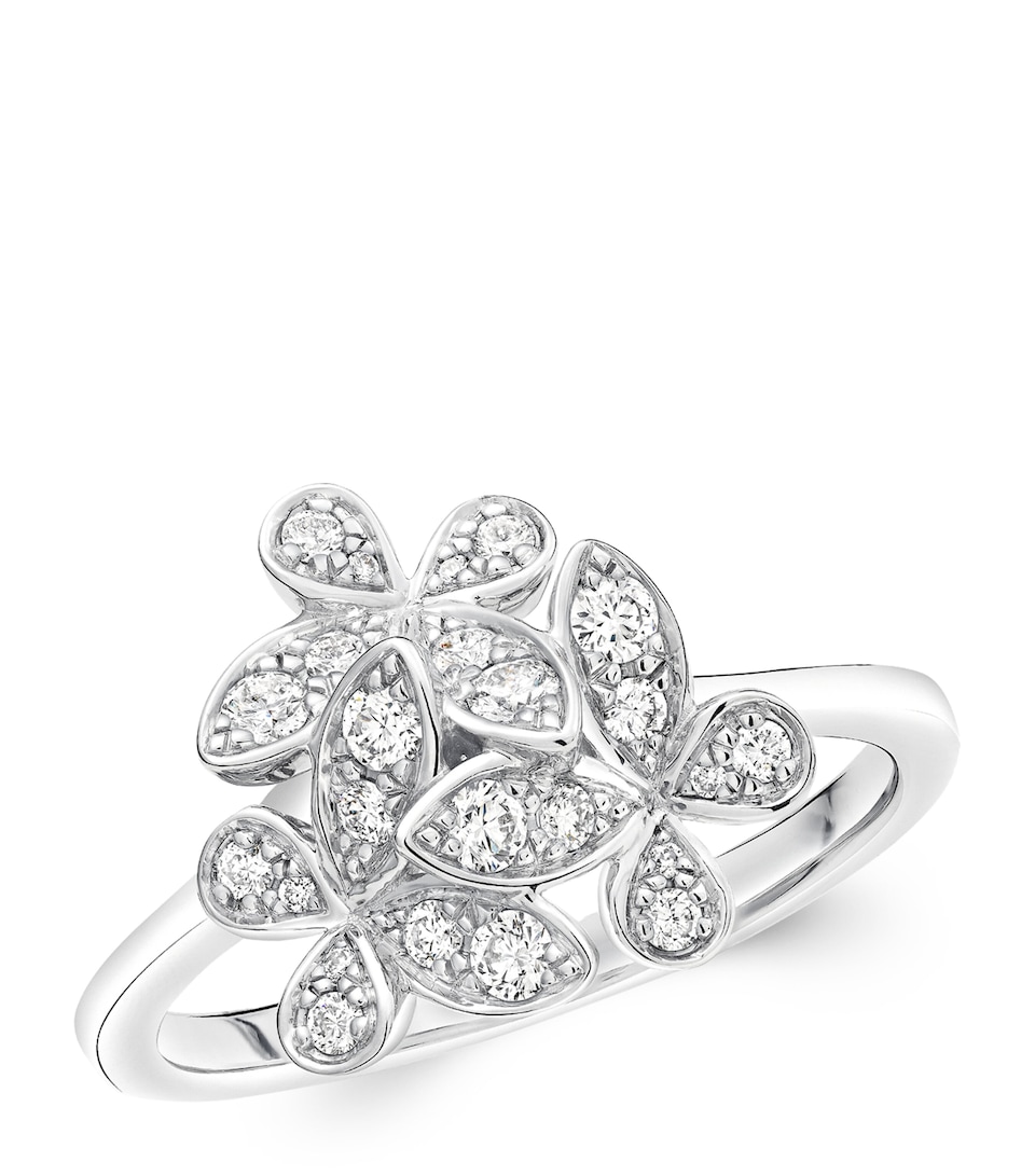 Mini White Gold and Diamond Triple Butterfly Ring