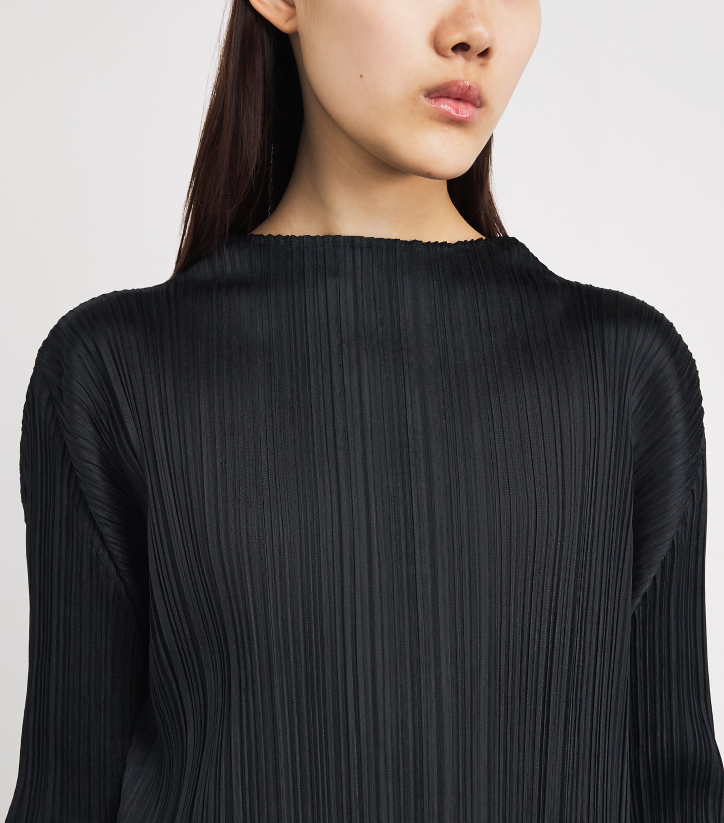 Long-Sleeve Midi Dress BLACK Image 6