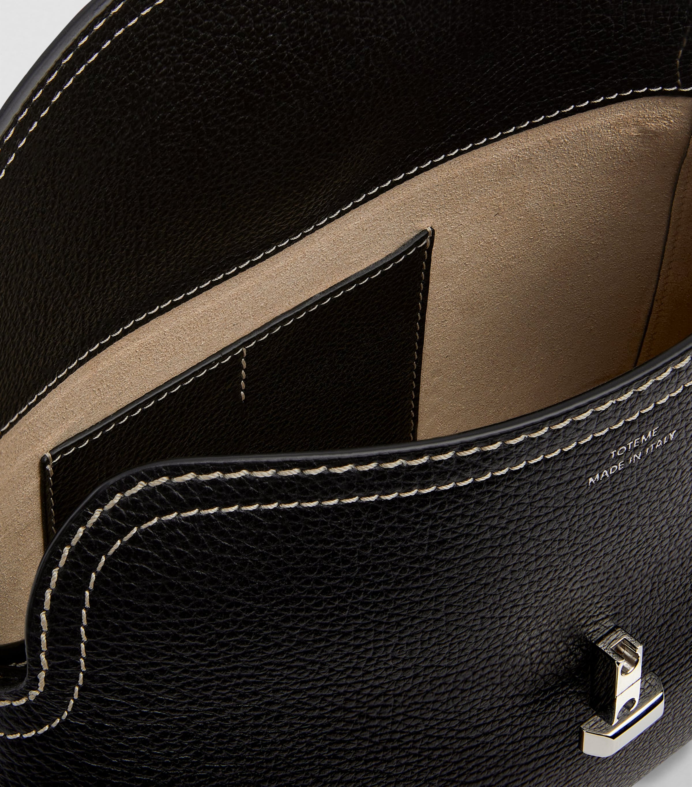 Toteme Leather T-Lock Clutch Bag Black Image 3