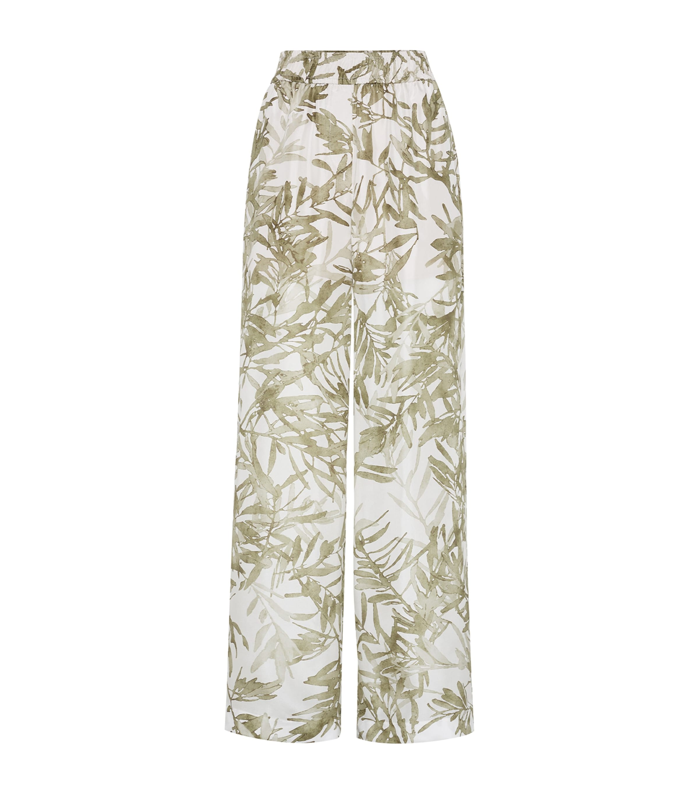 Shop Brunello Cucinelli Silk Printed Pyjama-style Trousers In White