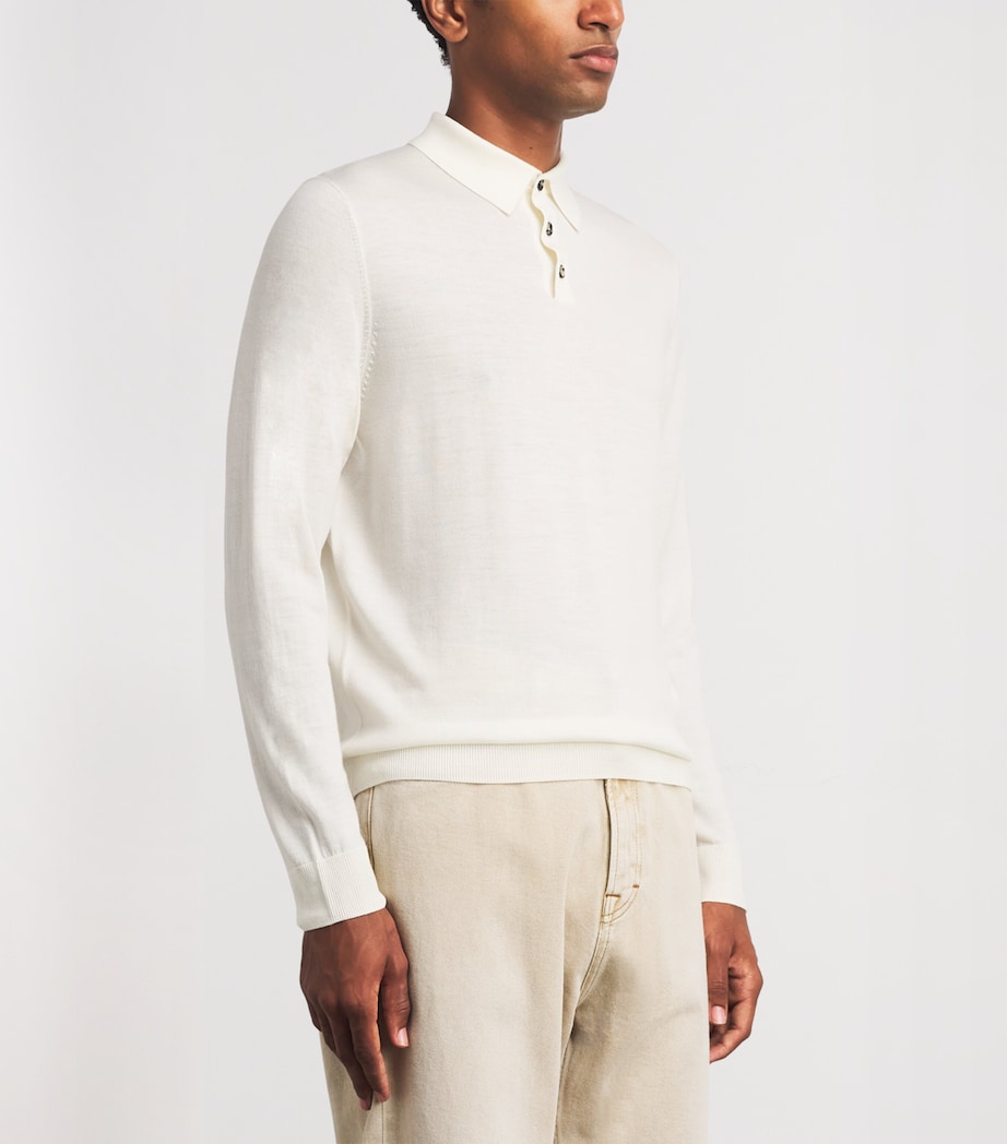 Allude Mens Virgin Wool Open-Collar Polo Sweater Image 4