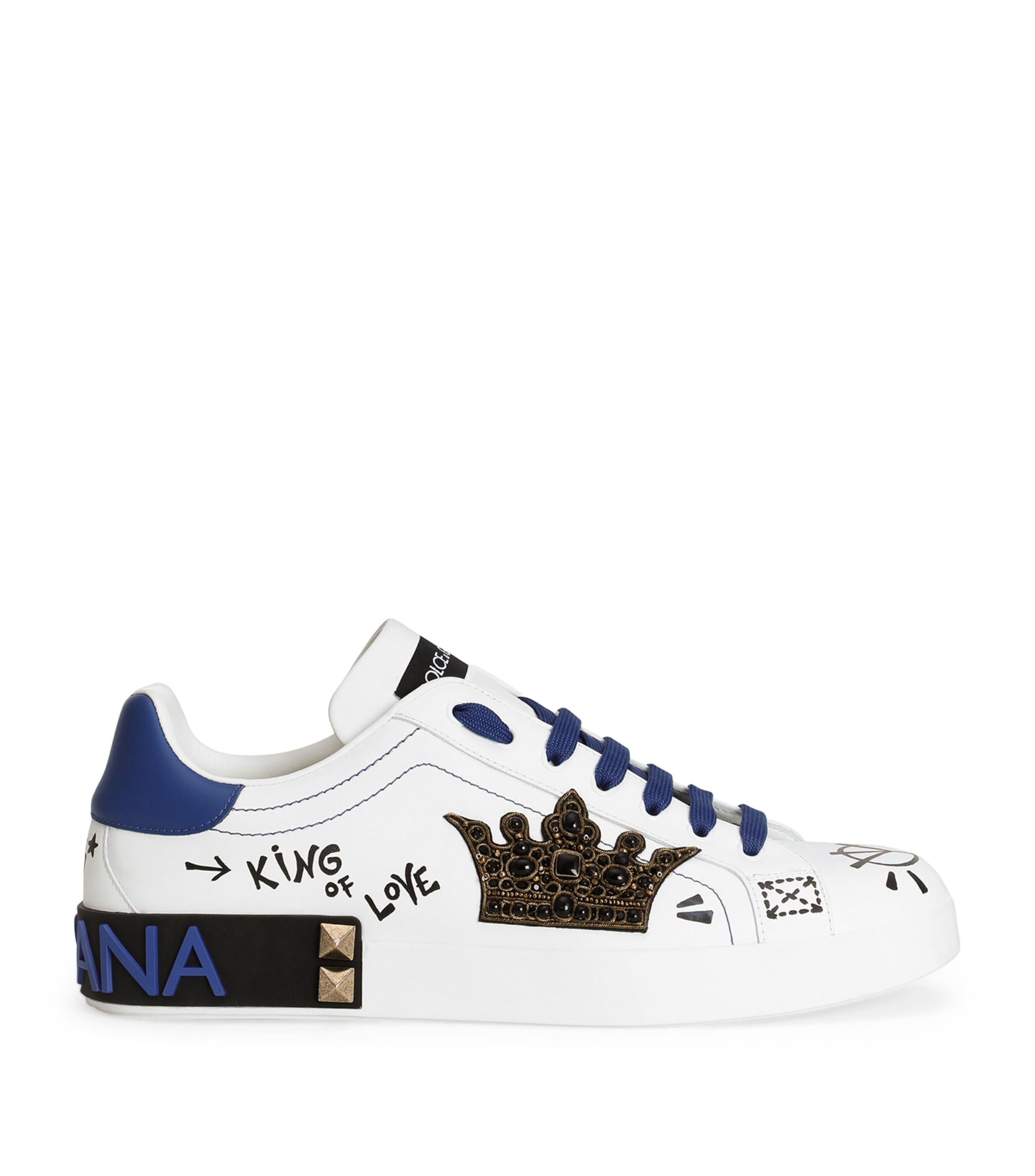 Leather Embellished Portofino Sneakers 8W921-SCRITTE Image 1
