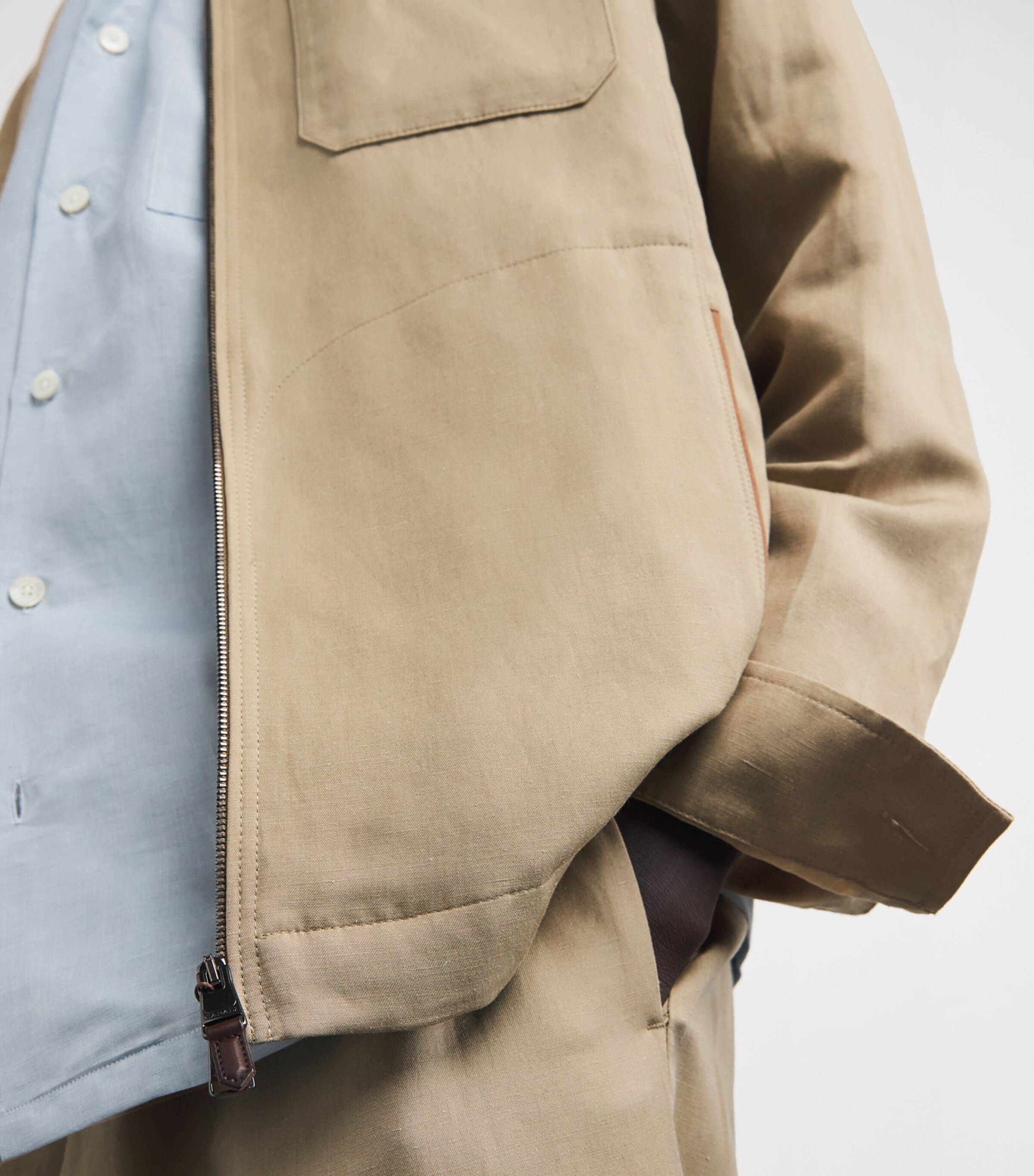 Canali Mens Linen-Silk Jacket Beige Image 6