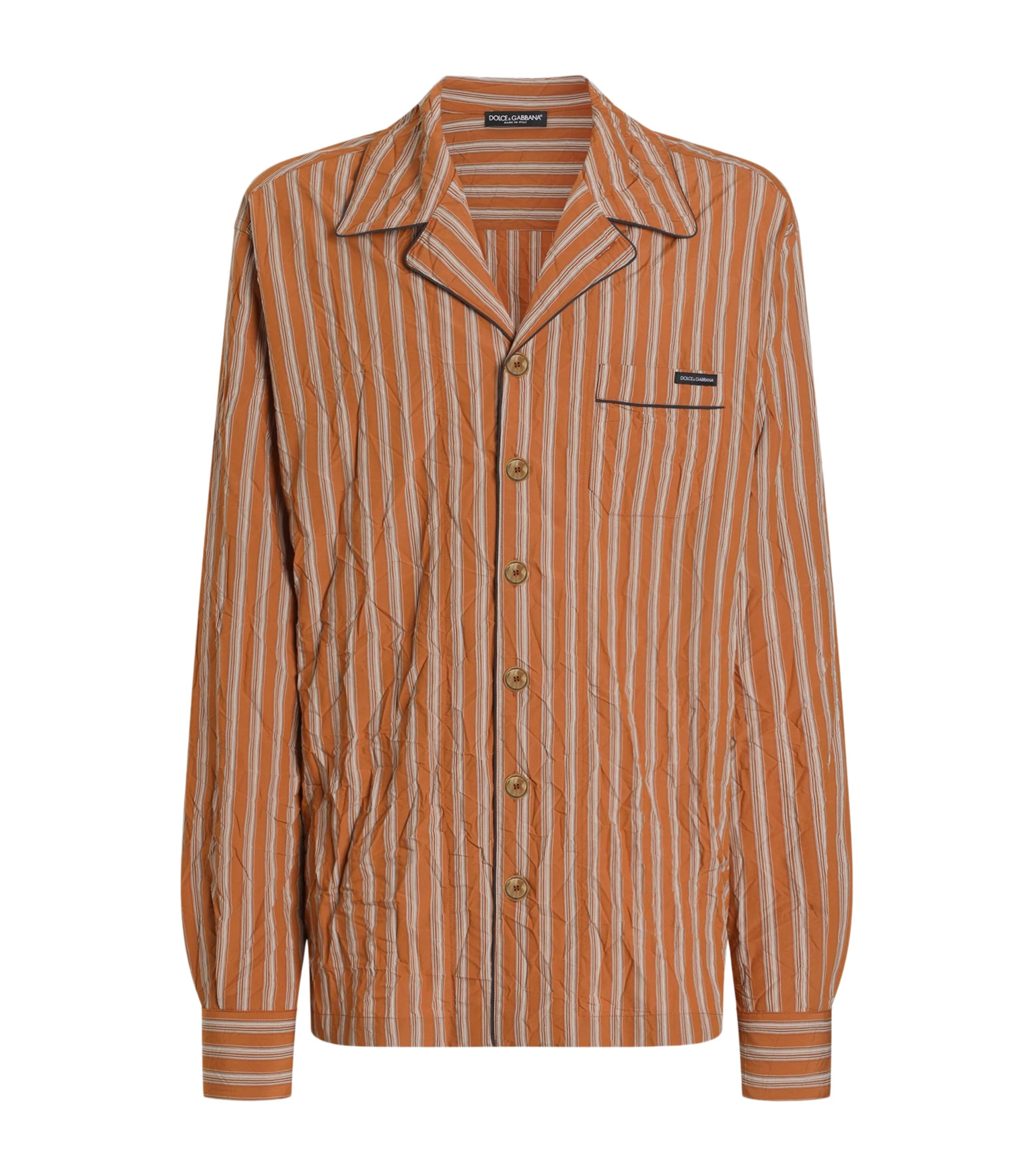 Dolce&Gabbana Mens Crinkle Stripe Shirt Striped Image 1