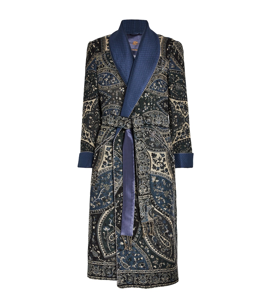 Paisley Jacquard Dressing Gown GREY BLUE Image 1