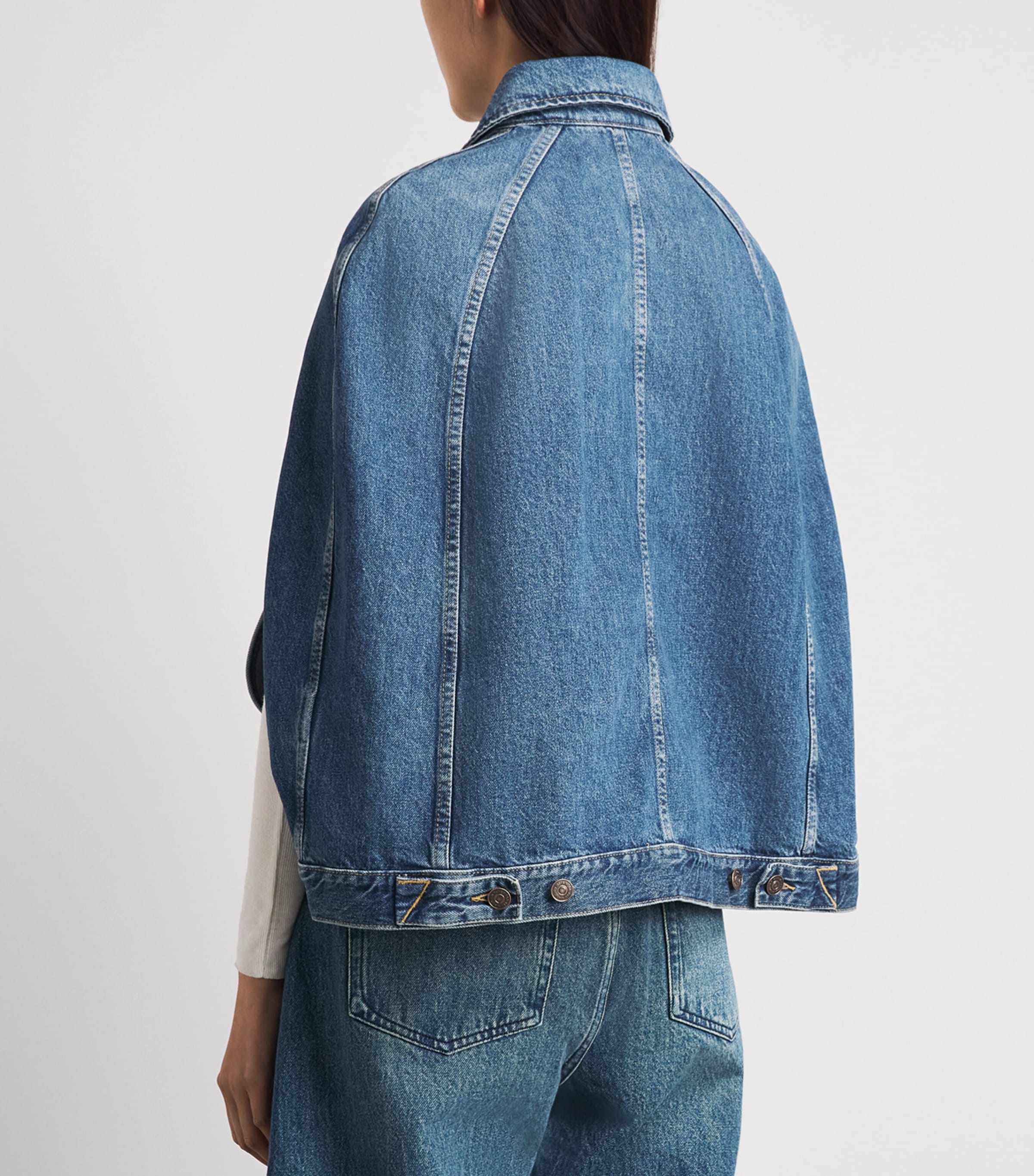 7 For All Mankind Womens Denim Cape Dark Blue Image 5
