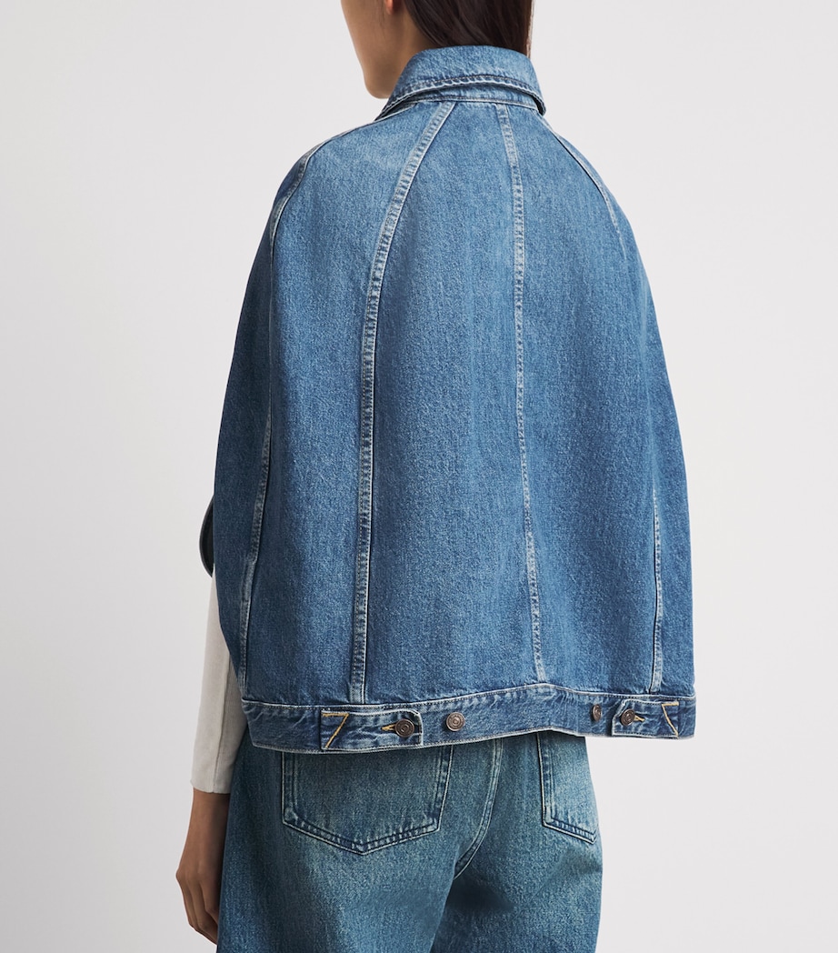 7 For All Mankind Womens Denim Cape Dark Blue Image 5