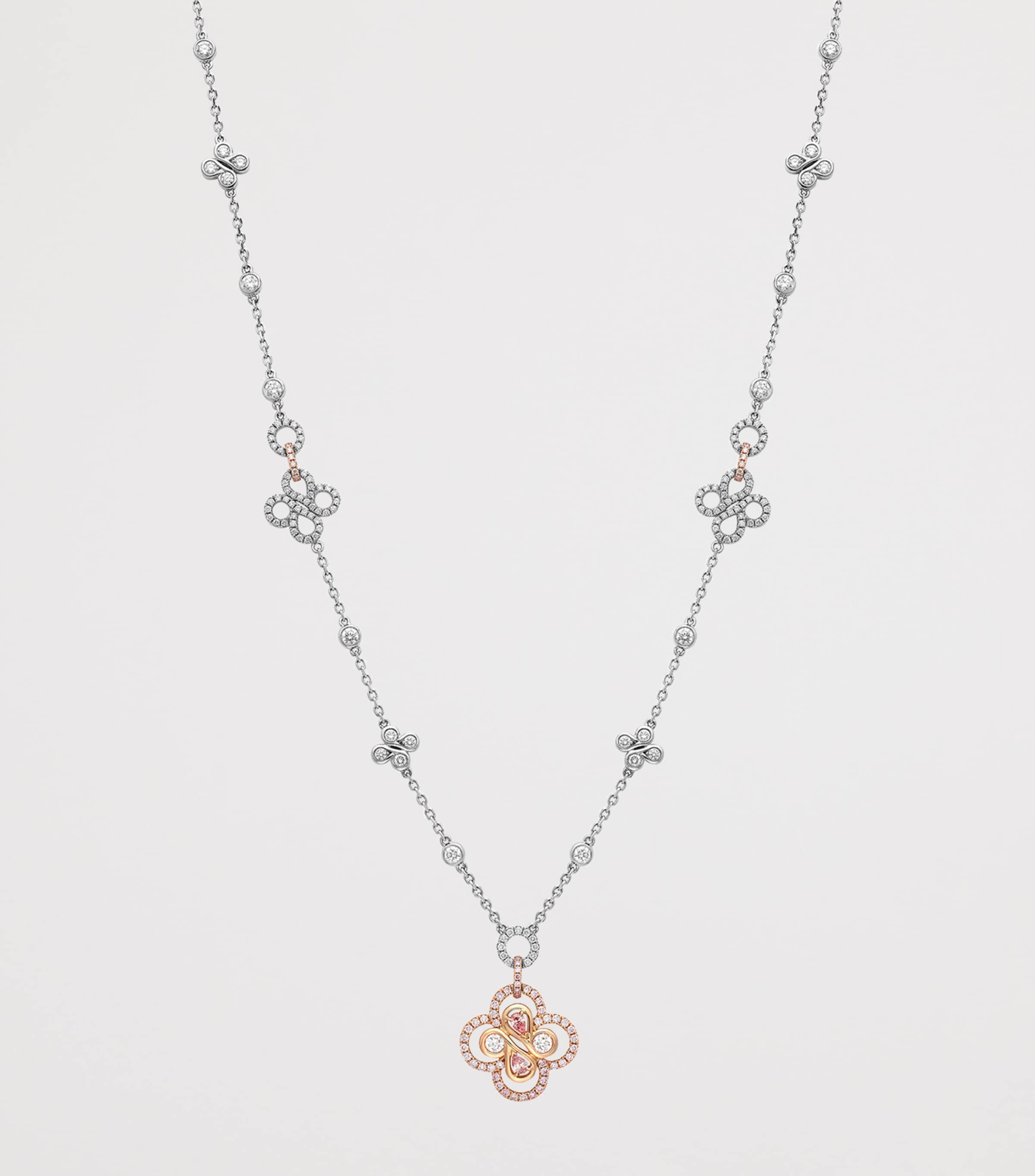 Boodles Large Platinum, Rose Gold and Diamond Be Boodles Necklace Platinum Image 2