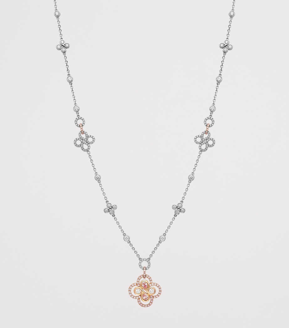 Boodles Large Platinum, Rose Gold and Diamond Be Boodles Necklace Platinum Image 2