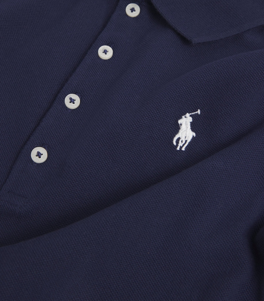 Cotton Long-Sleeve Polo Shirt (7-14 Years) BLUE Image 3