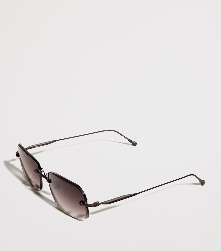 Rectangular Rimless Sunglasses M5004 MATTE BLACK Image 2