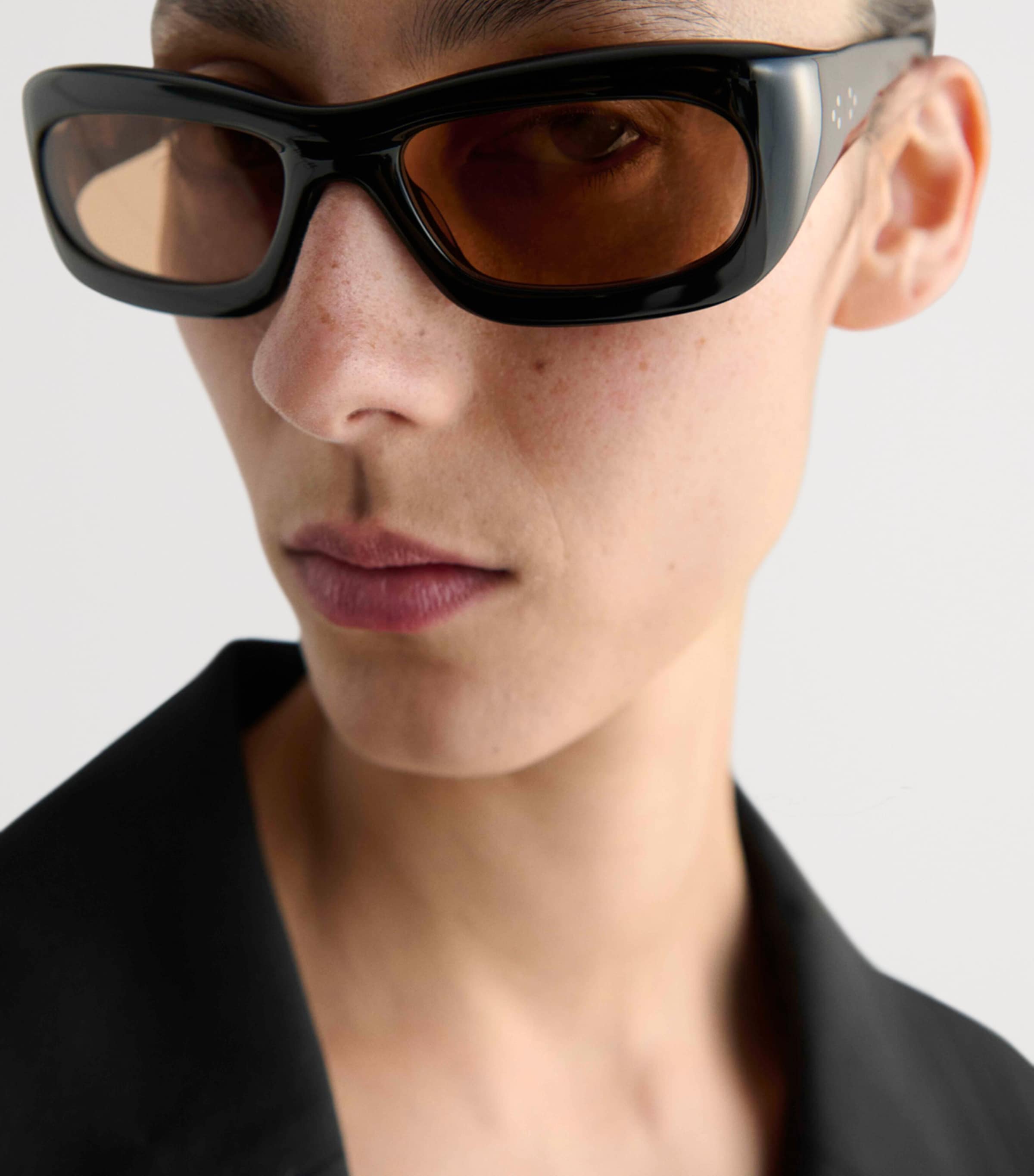 Acetate Ghaib Sunglasses BLACK/AMBER LENS Image 5