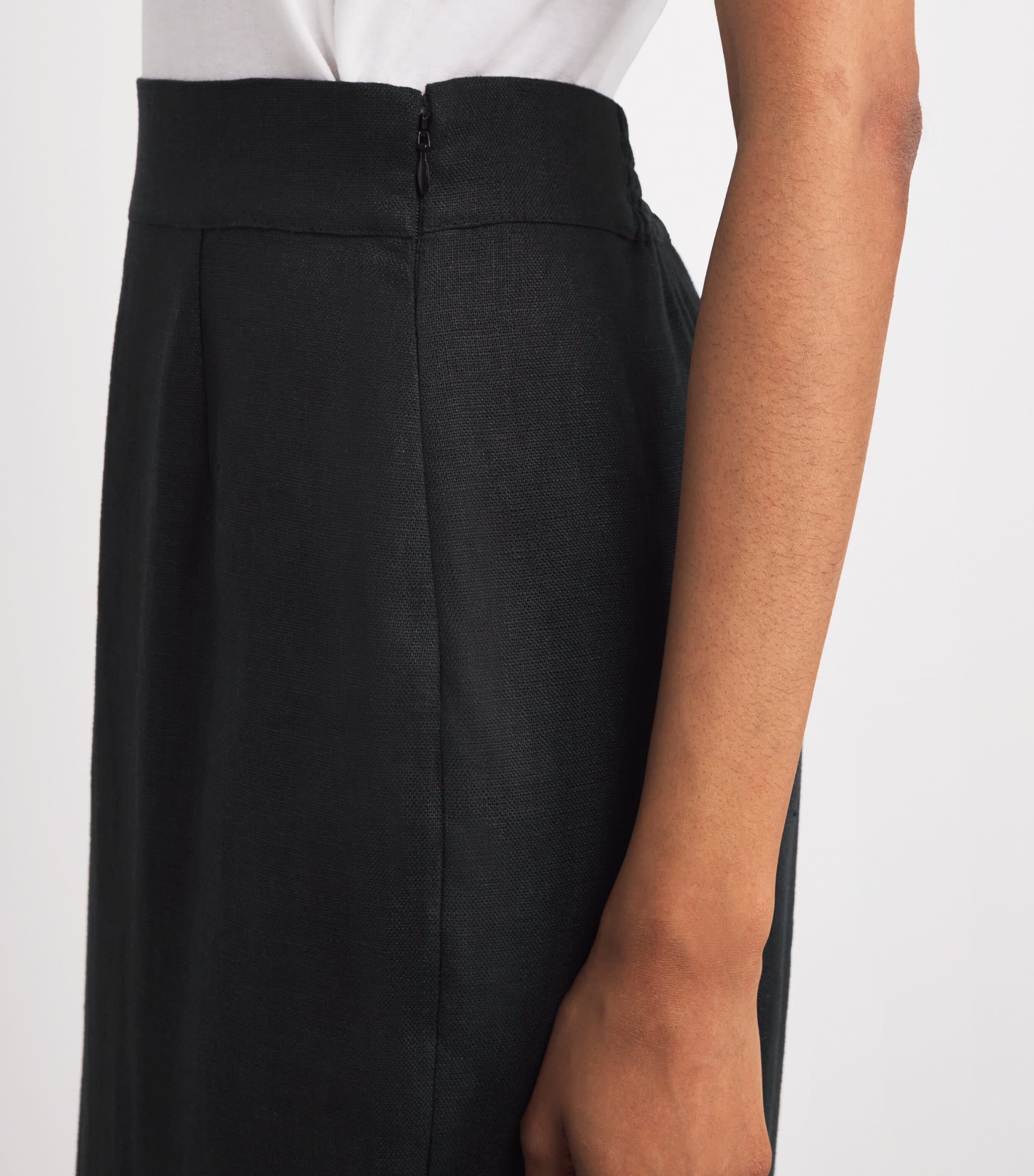 Linen Matilda Midi Skirt BLACK Image 6