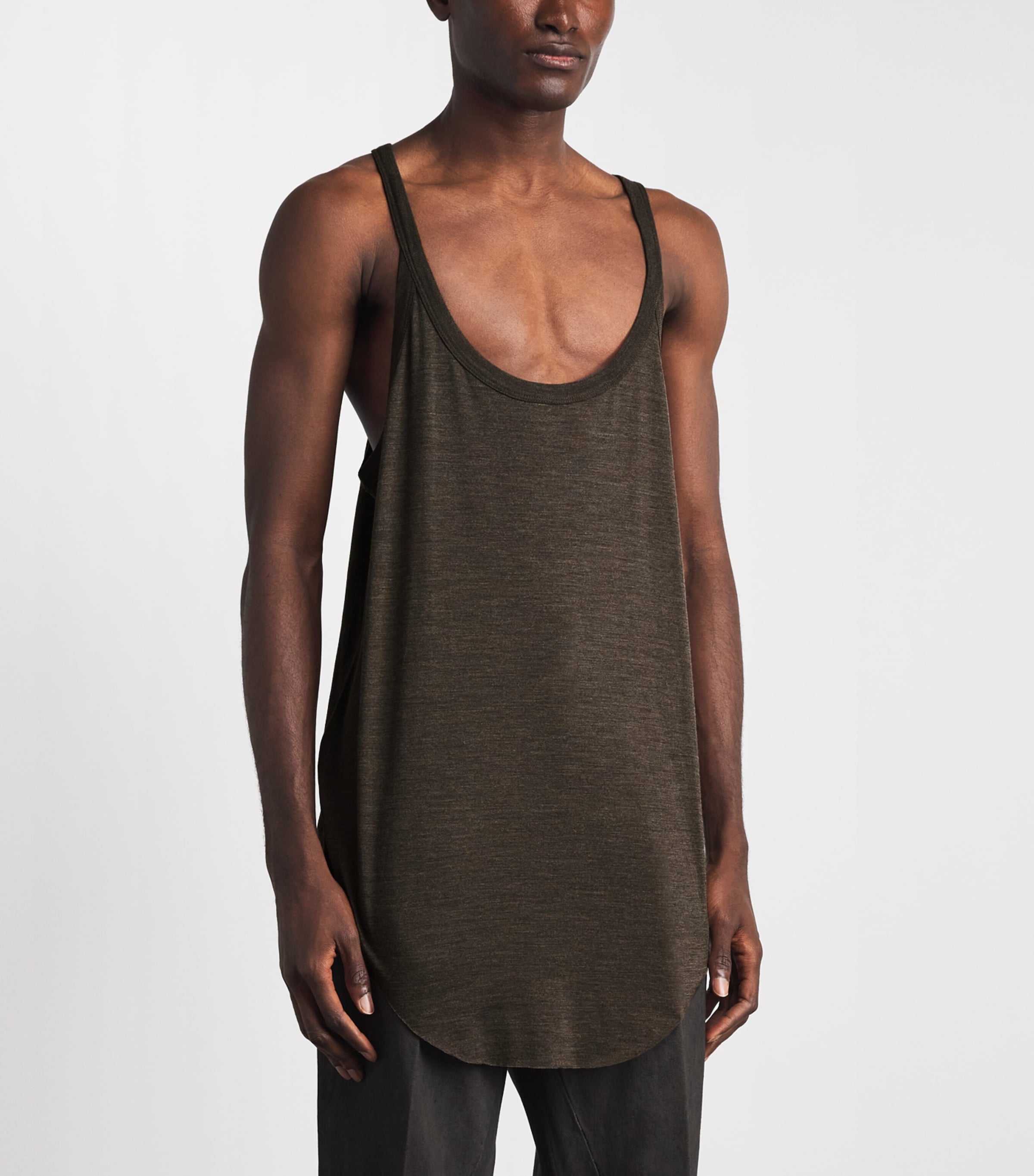 Rick Owens Mens Wool-Silk Pony Tank Top Drkdust Image 4